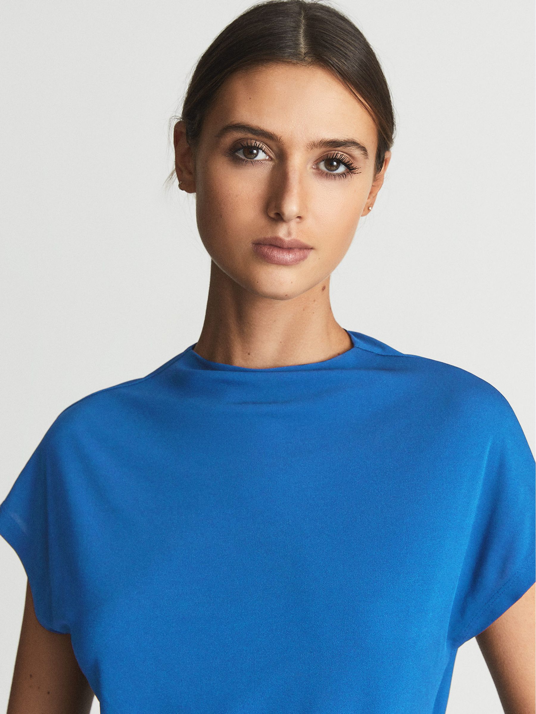 High Neck Jersey Top in Blue - Image 1 of 6