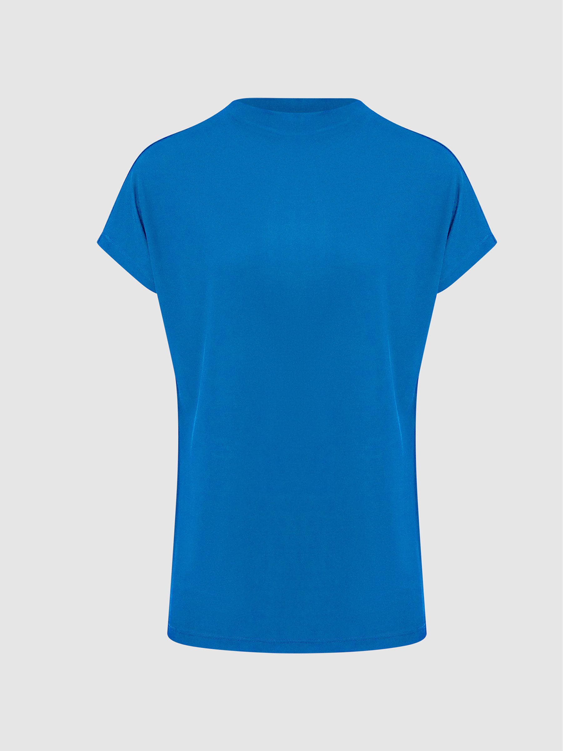 High Neck Jersey Top in Blue - Image 2 of 6