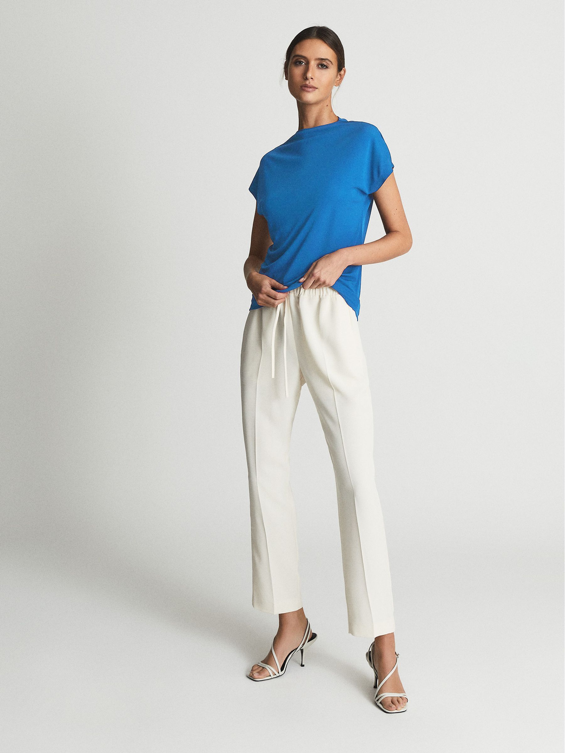 High Neck Jersey Top in Blue - Image 3 of 6
