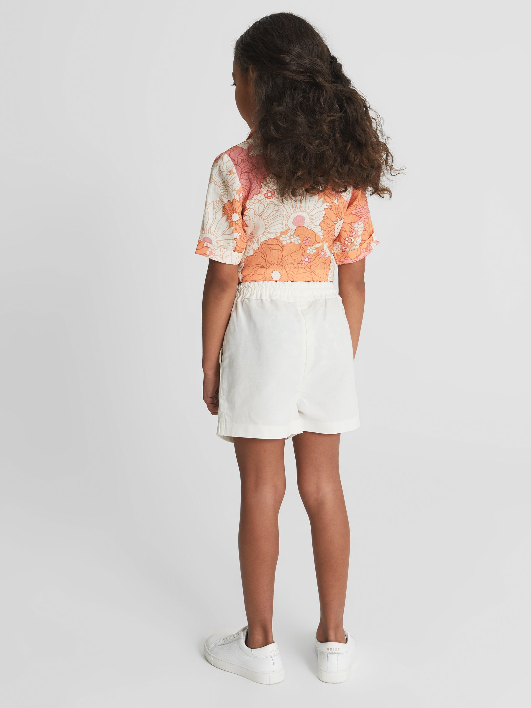 Tie Front Linen Shirt in Orange Print - Image 5 of 6