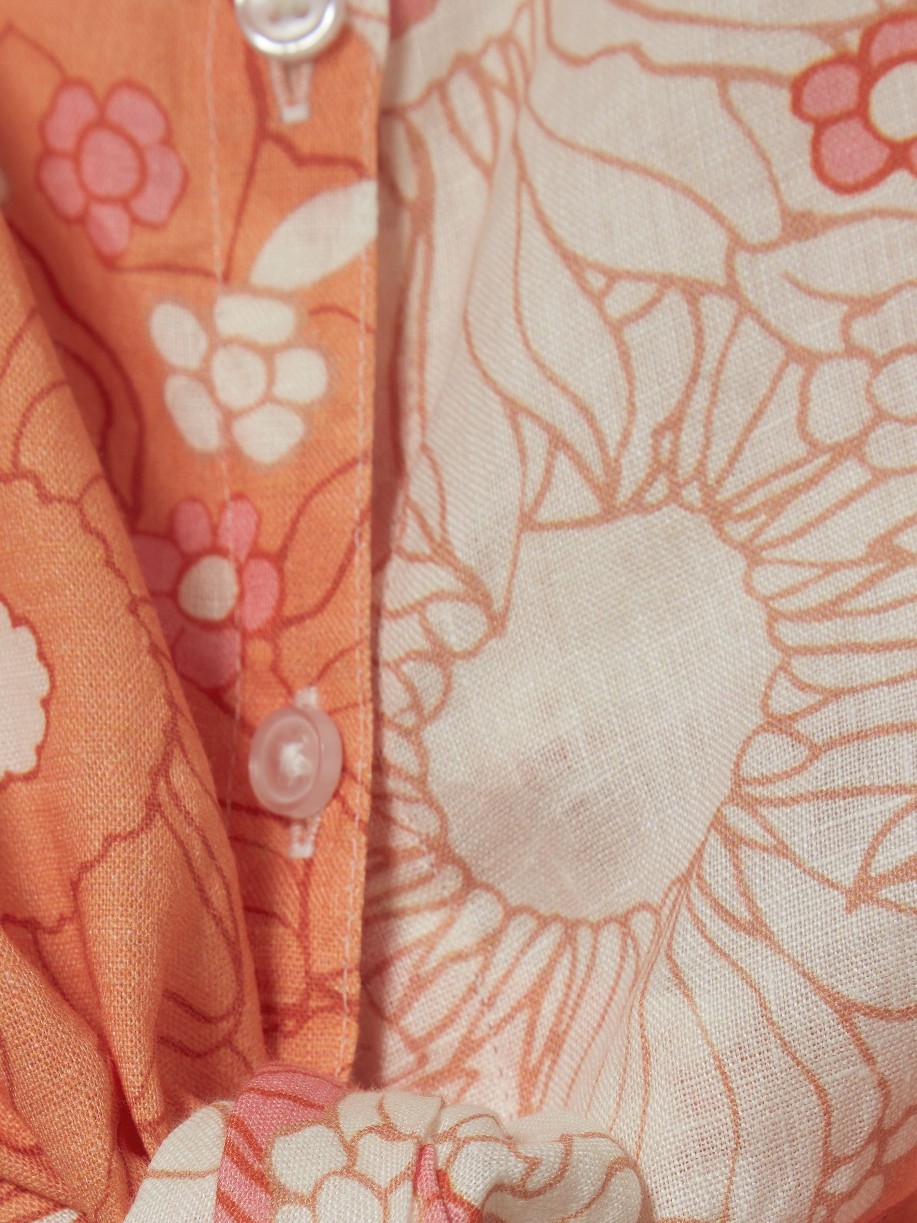 Tie Front Linen Shirt in Orange Print - Image 6 of 6