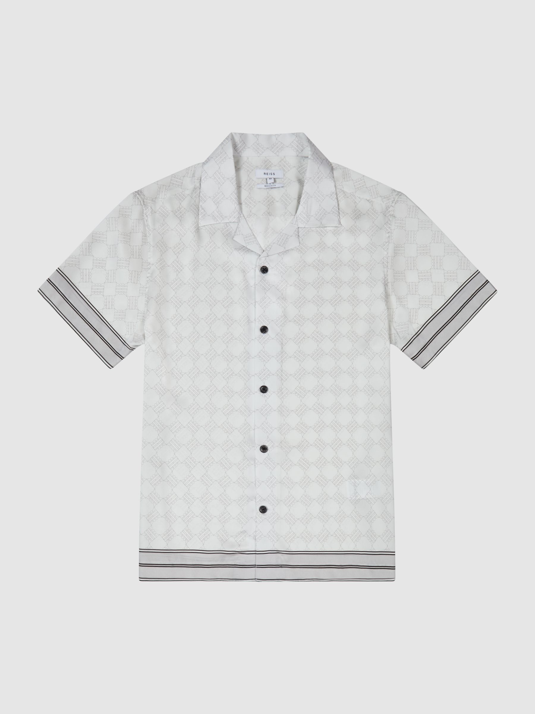 Bloom Print Cuban Collar Shirt in Soft Grey - Image 2 of 5