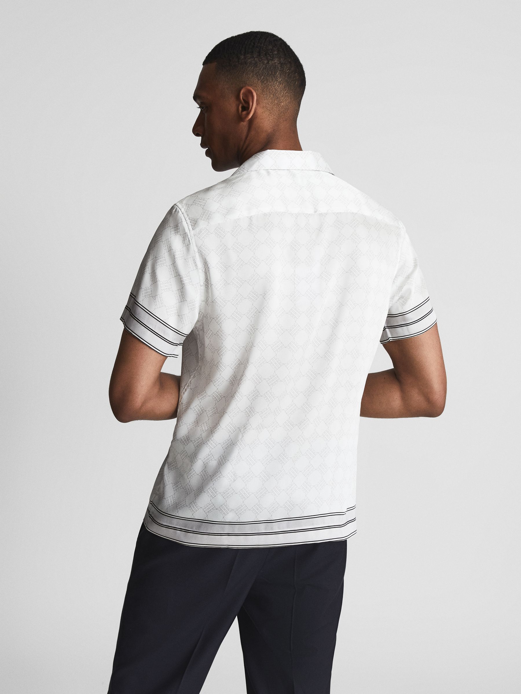 Bloom Print Cuban Collar Shirt in Soft Grey - Image 5 of 5