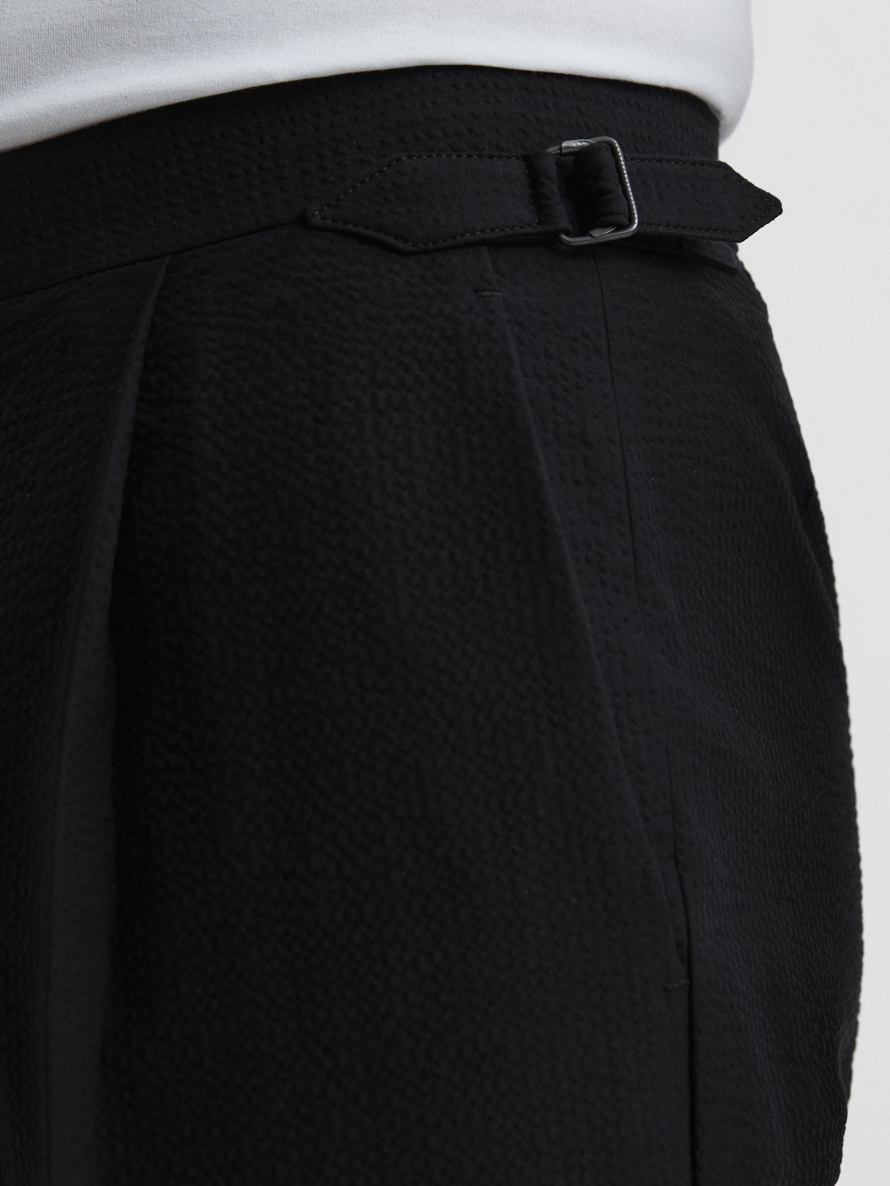 Lead Black Seersucker Mixer Slim Fit Trousers - Image 4 of 6