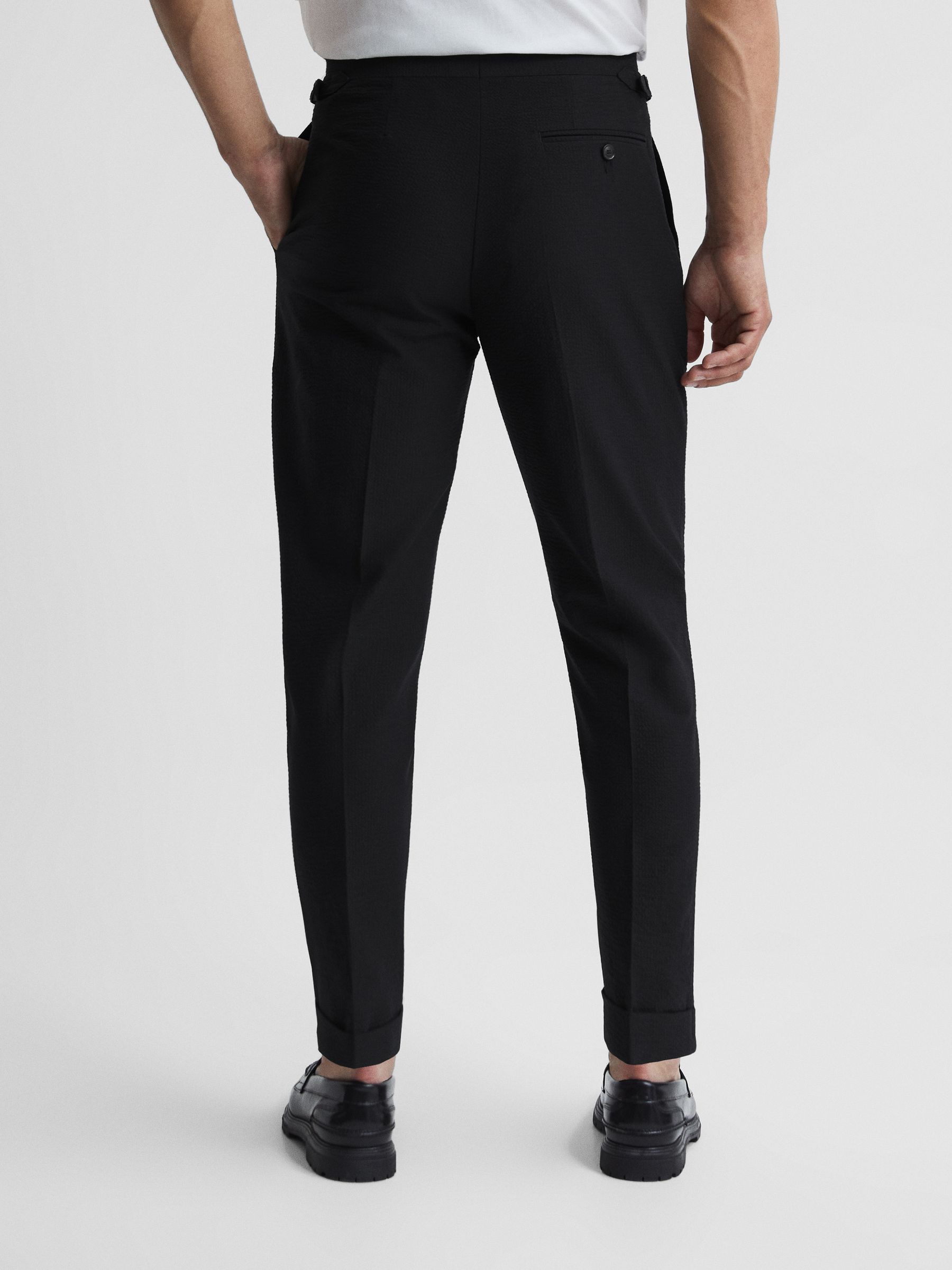 Lead Black Seersucker Mixer Slim Fit Trousers - Image 5 of 6