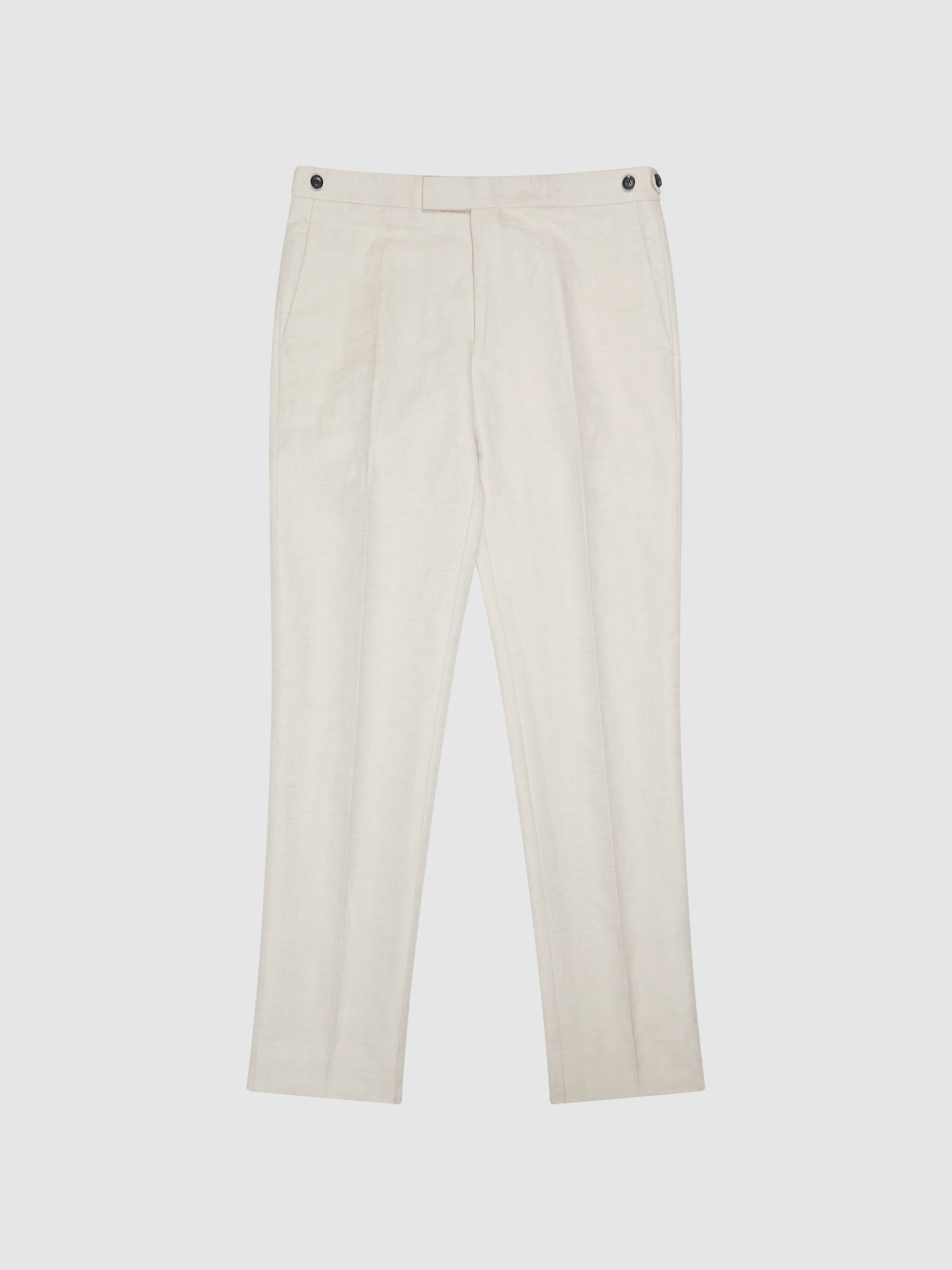Tailored Herringbone Trousers in Stone - Image 2 of 5