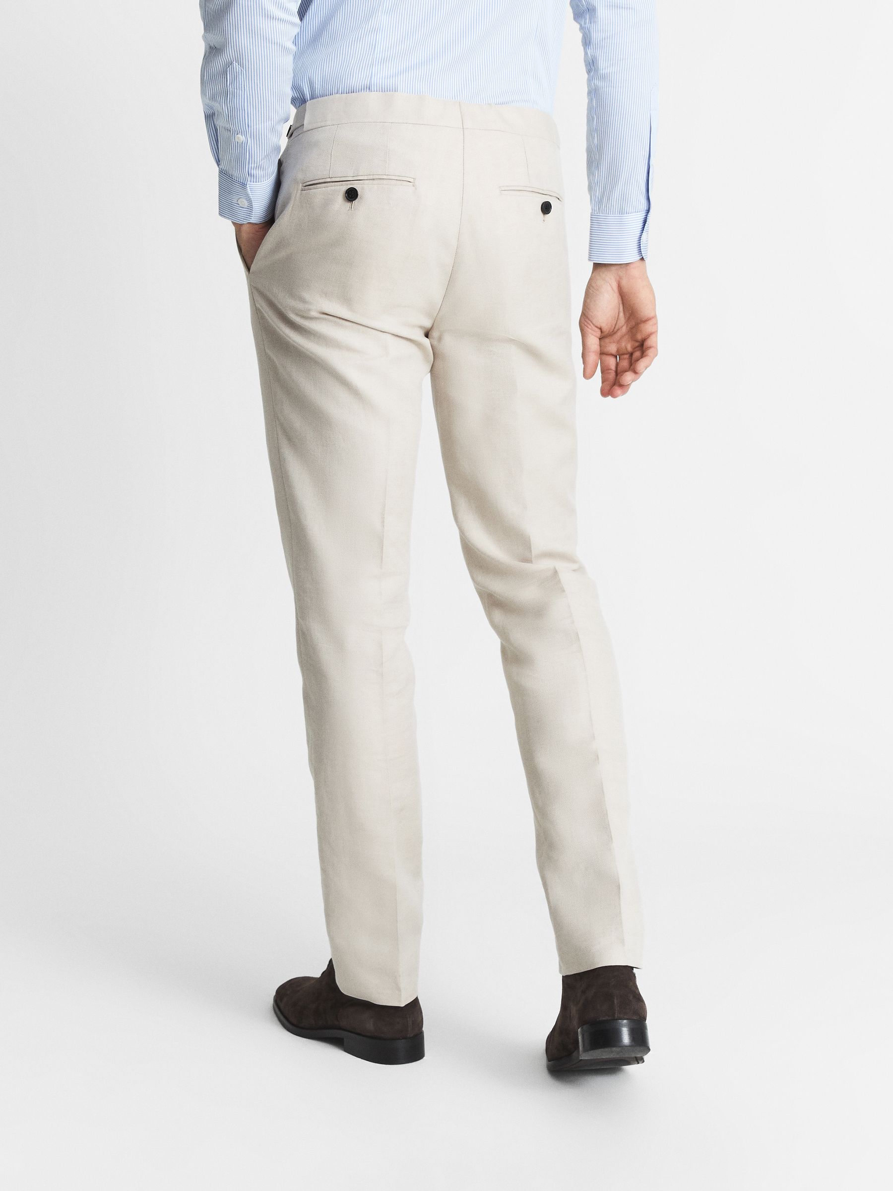 Tailored Herringbone Trousers in Stone - Image 5 of 5