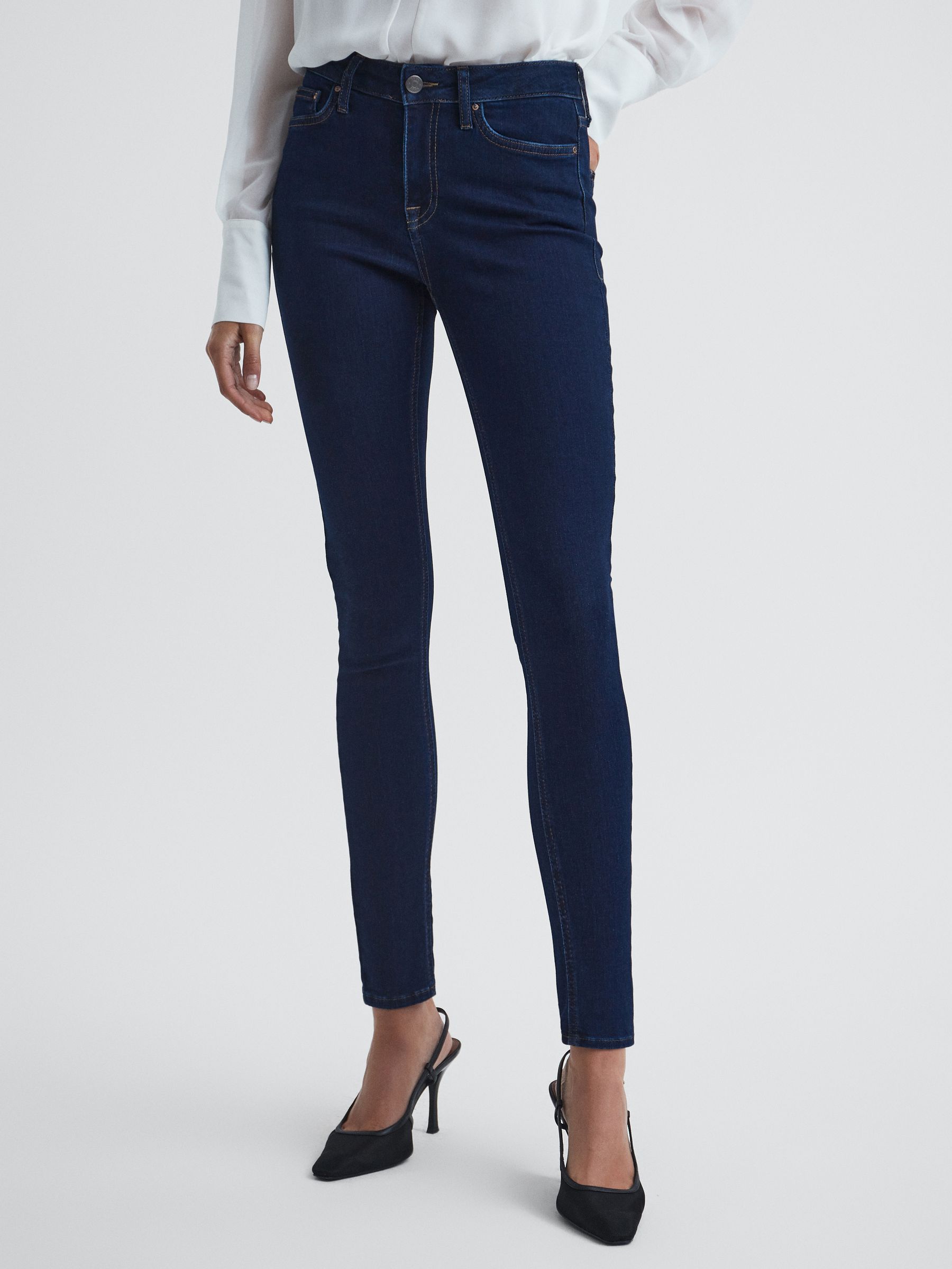 Petite Mid Rise Skinny Jeans in Indigo - Image 1 of 6