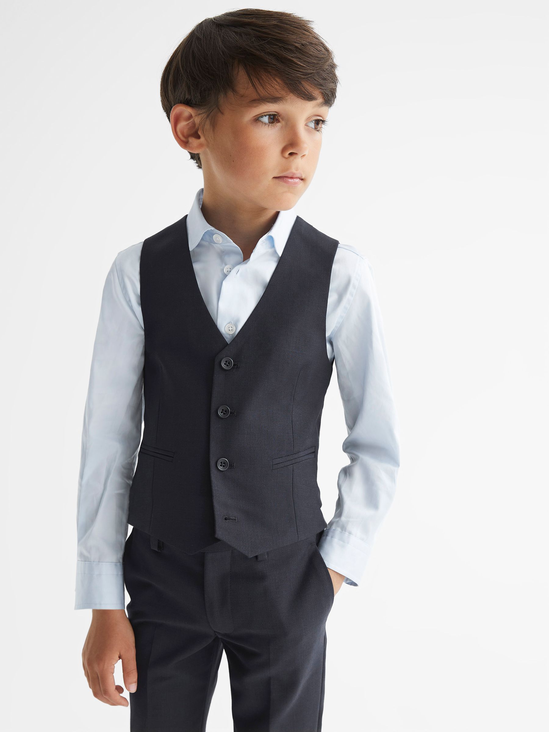 4-9 yrs Wool Blend Waistcoat in Navy - Image 4 of 6