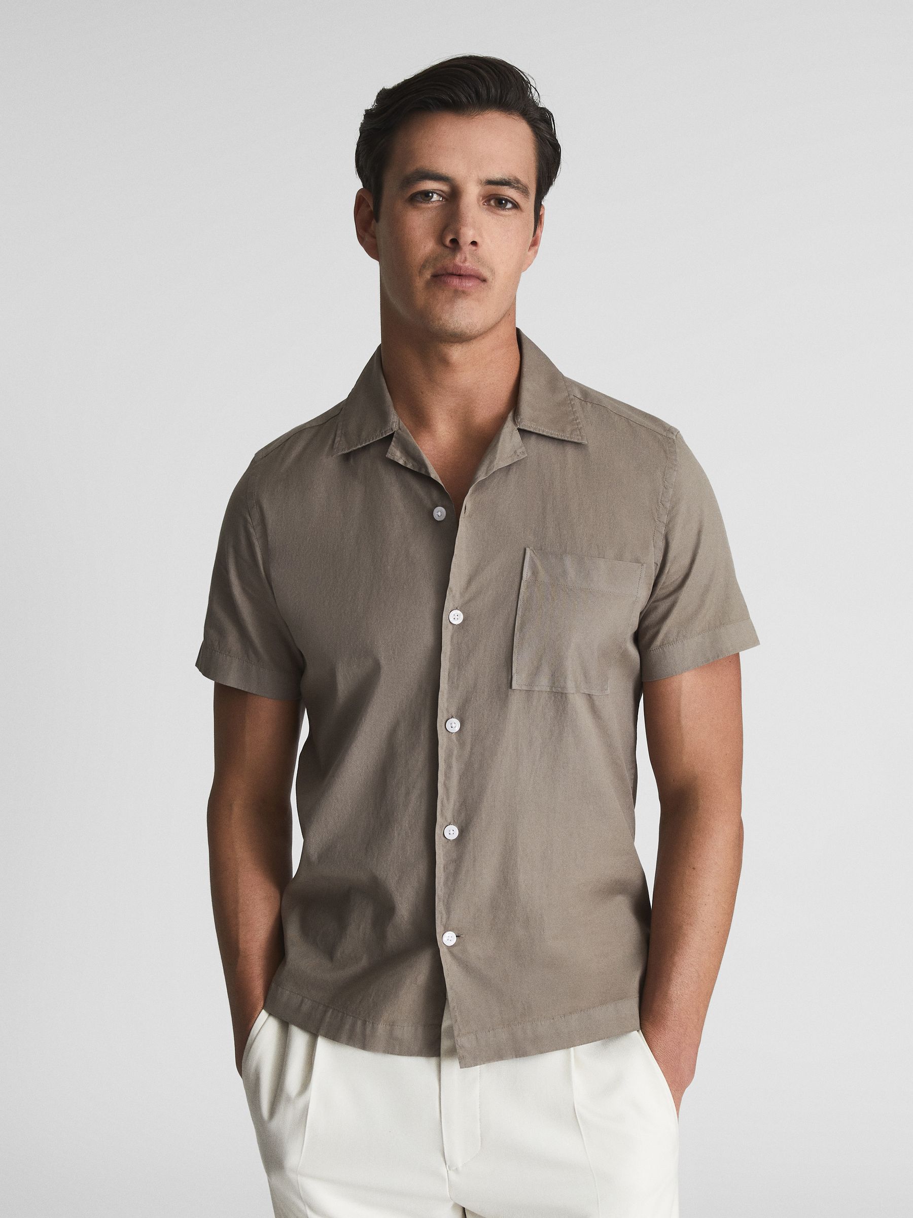 Cuban Collar Shirt in Sage - Image 1 of 5