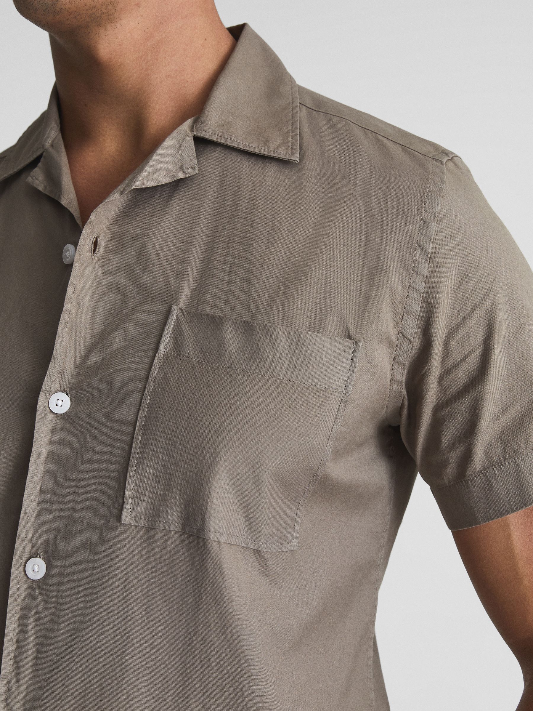 Cuban Collar Shirt in Sage - Image 4 of 5