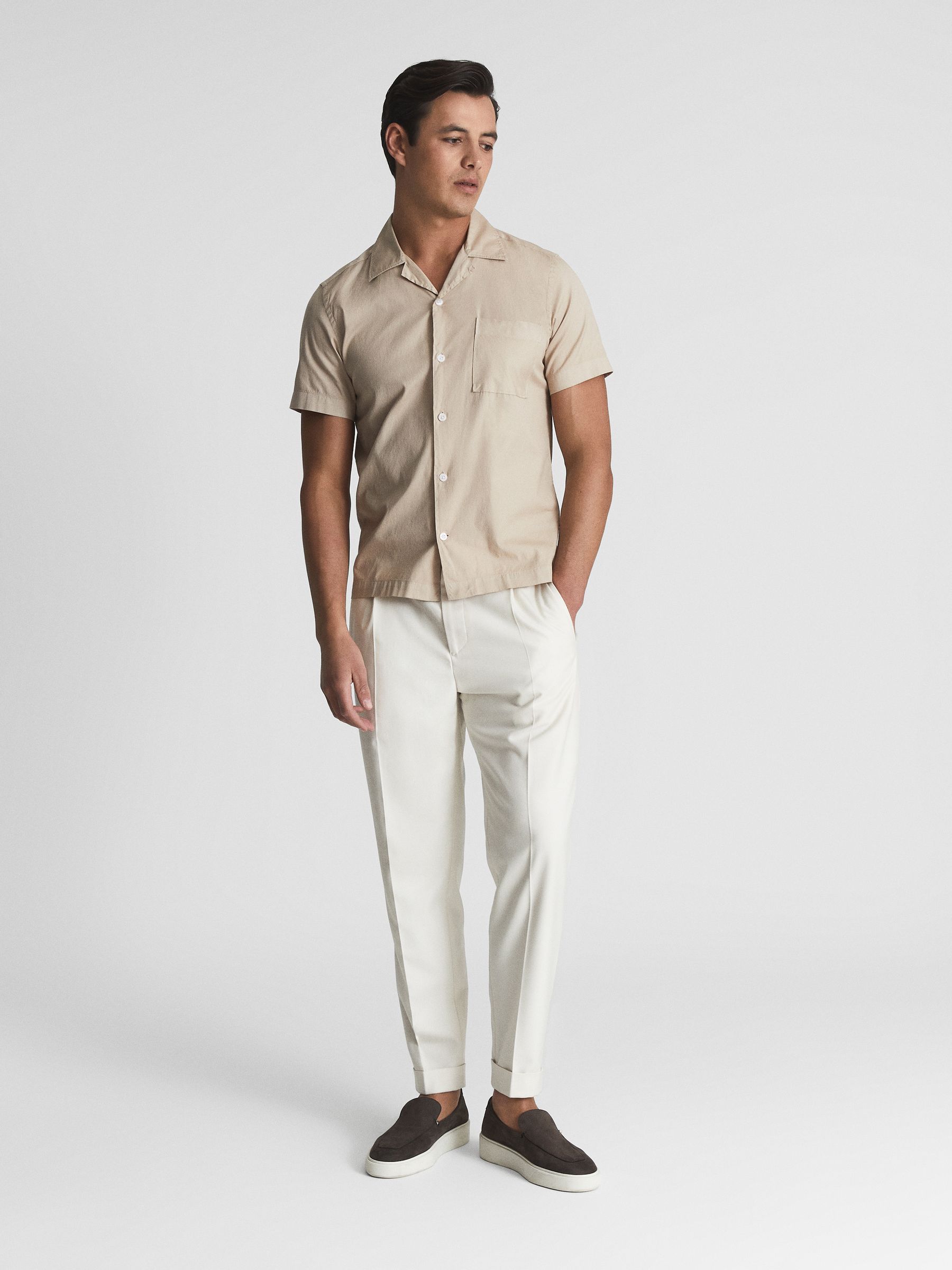 Cuban Collar Shirt in Stone - Image 3 of 5