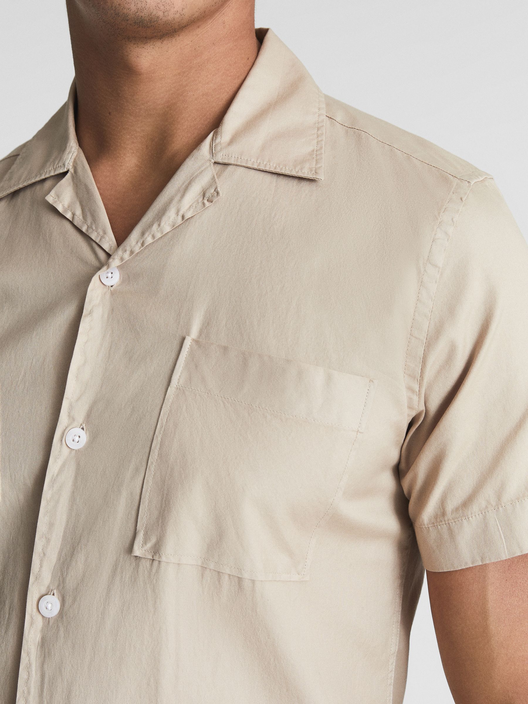 Cuban Collar Shirt in Stone - Image 4 of 5