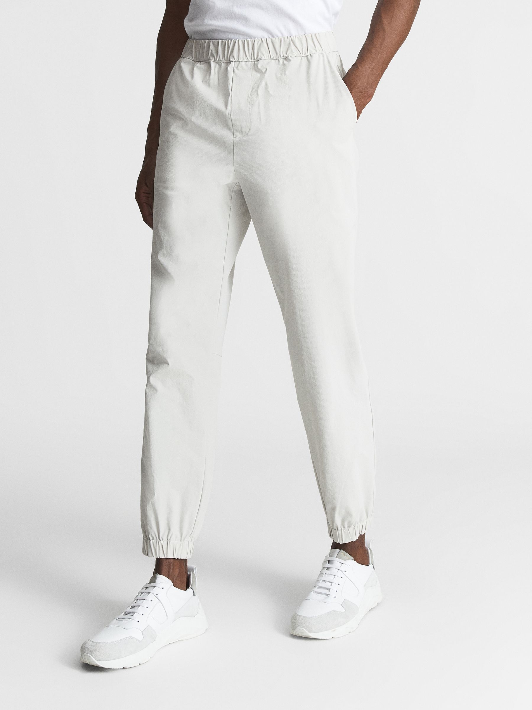 Elasticated Waist Technical Trousers in Stone - Image 1 of 6
