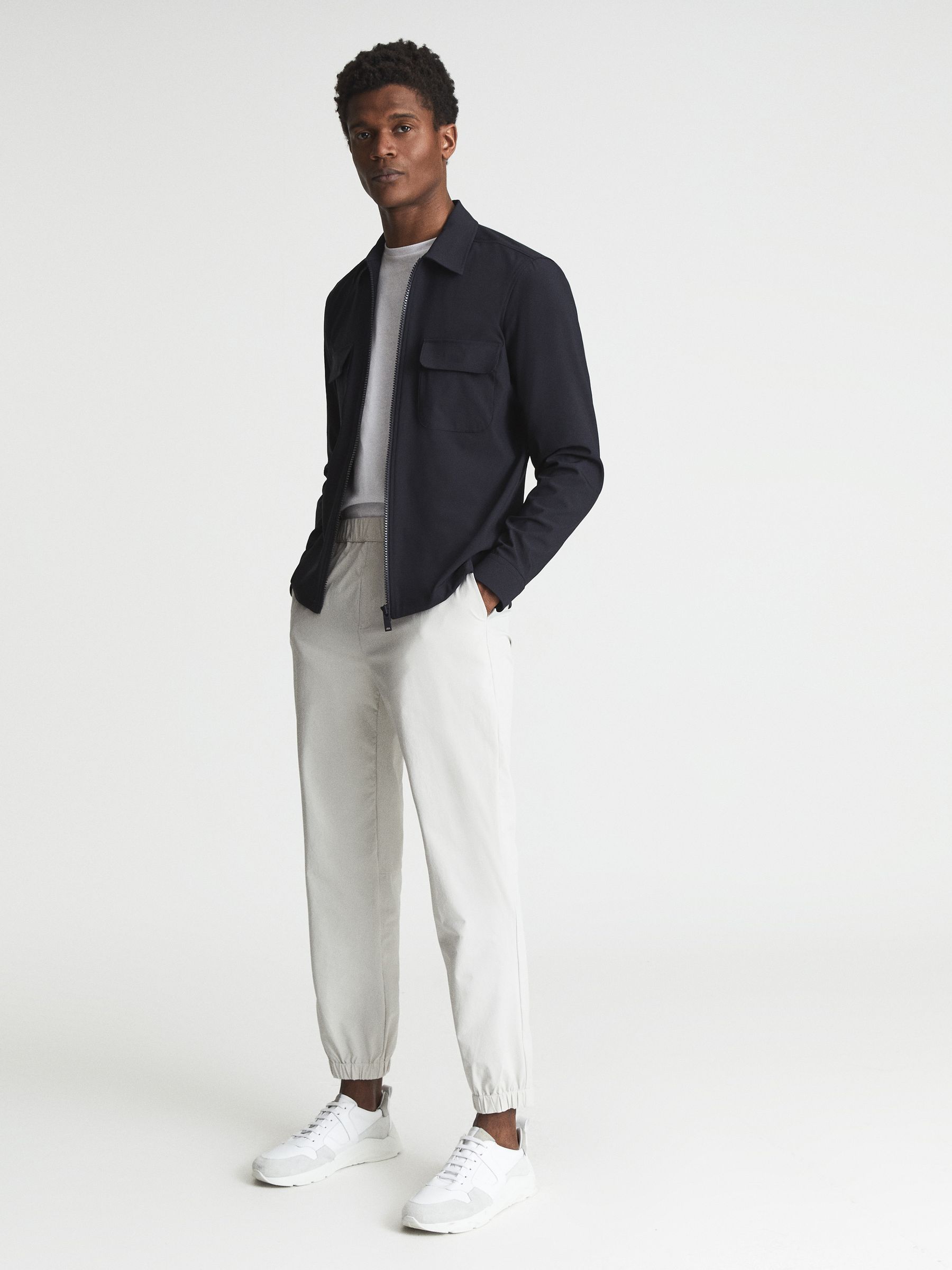 Elasticated Waist Technical Trousers in Stone - Image 6 of 6