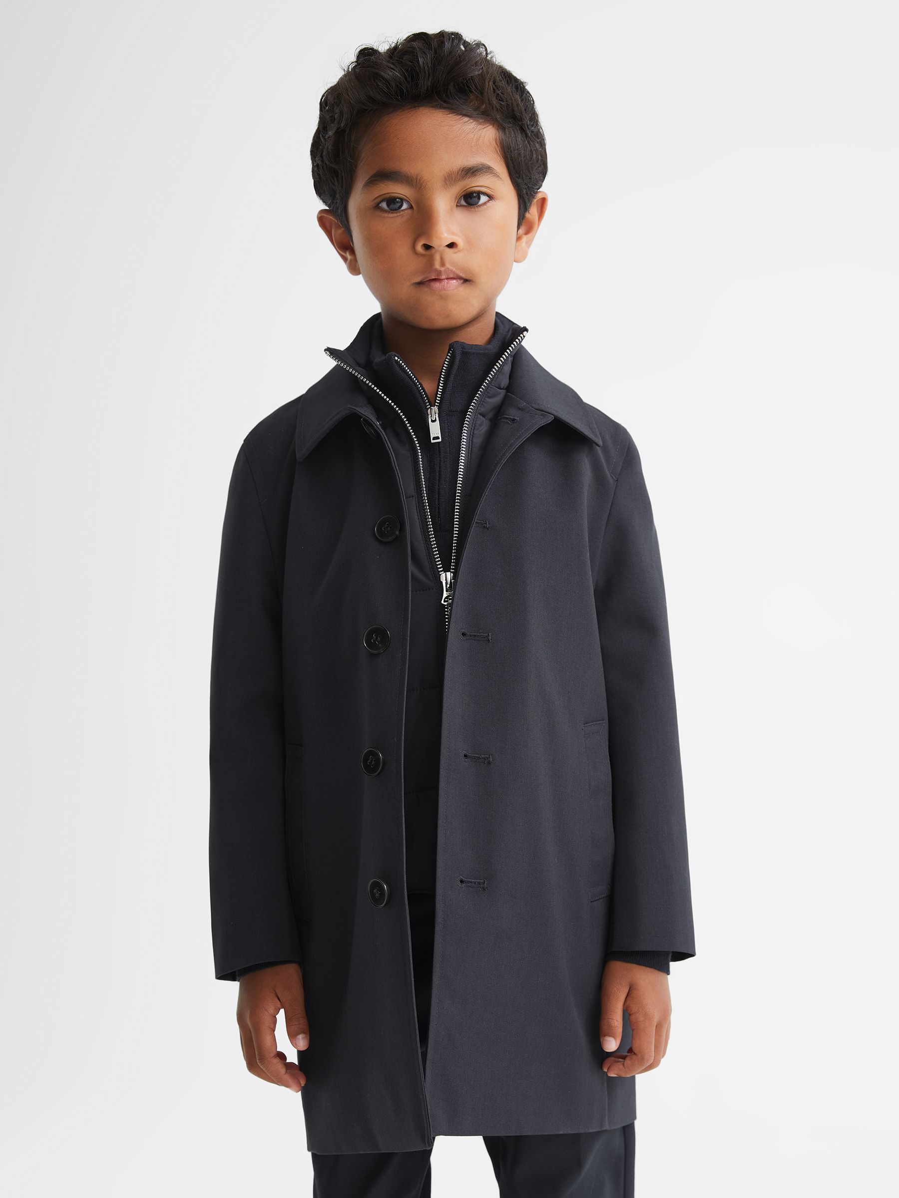Mac With Funnel-Neck Insert in Navy - Image 1 of 5