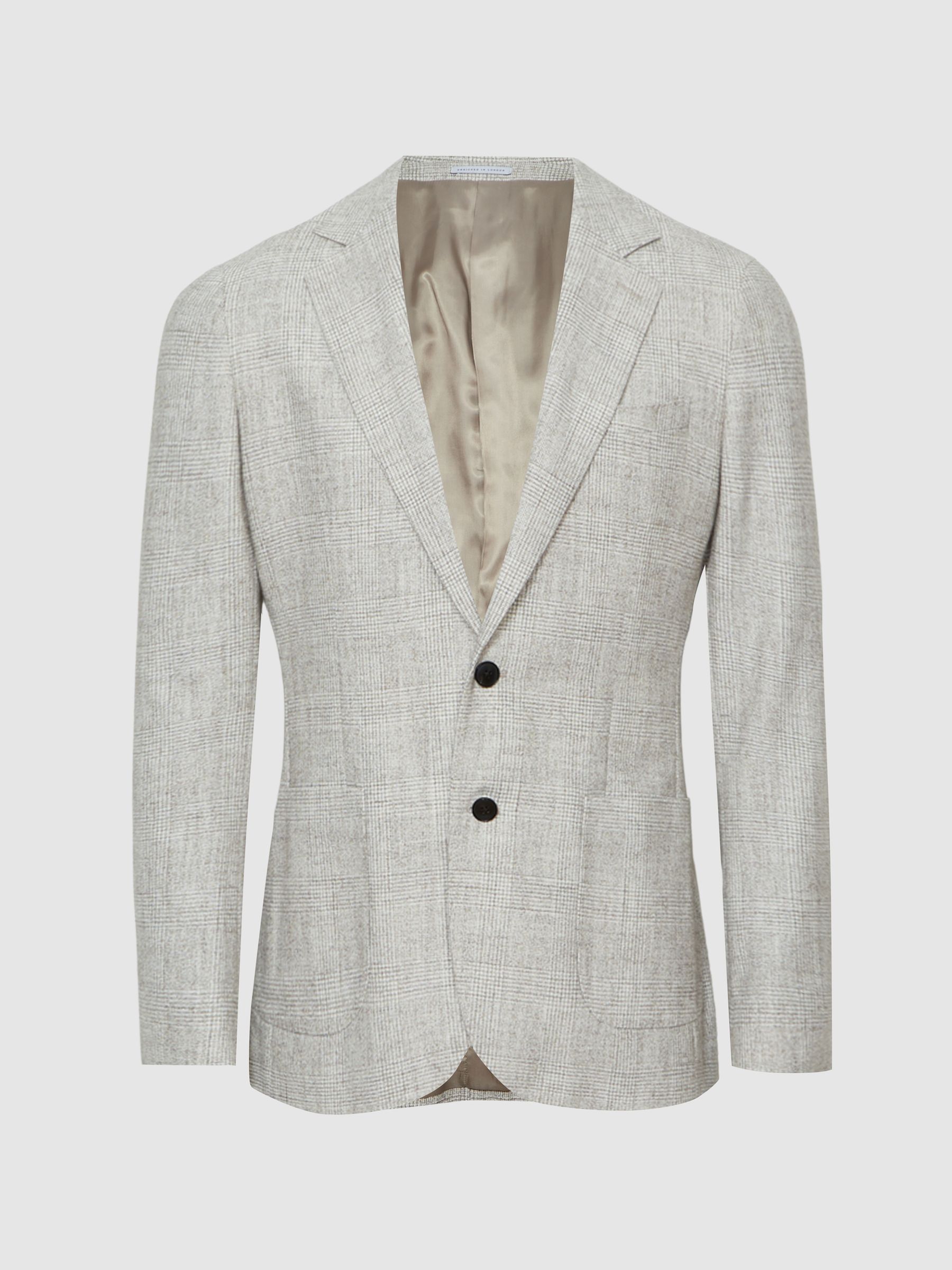 Lindhurst Oatmeal Slim Fit Single Breasted Check Blazer - Image 2 of 5
