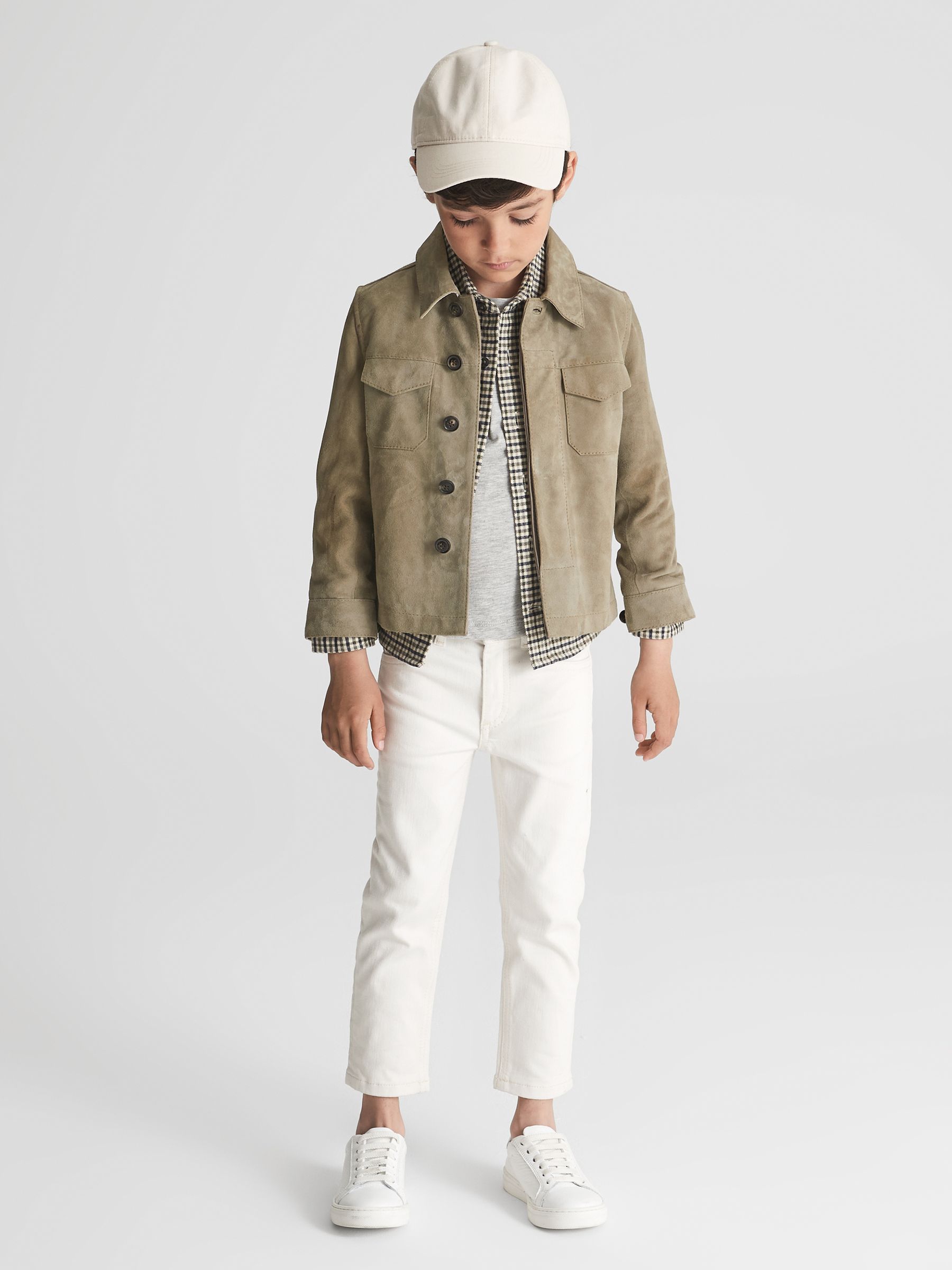 9-12 yrs Suede Overshirt in Sage - Image 1 of 9