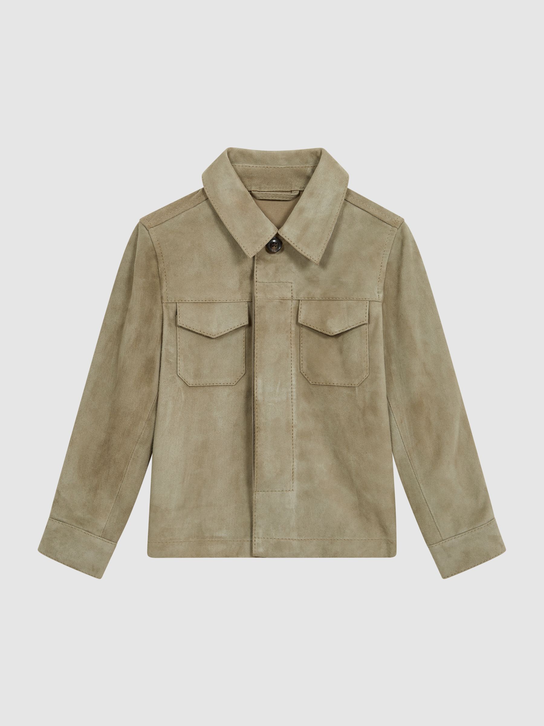 9-12 yrs Suede Overshirt in Sage - Image 2 of 9