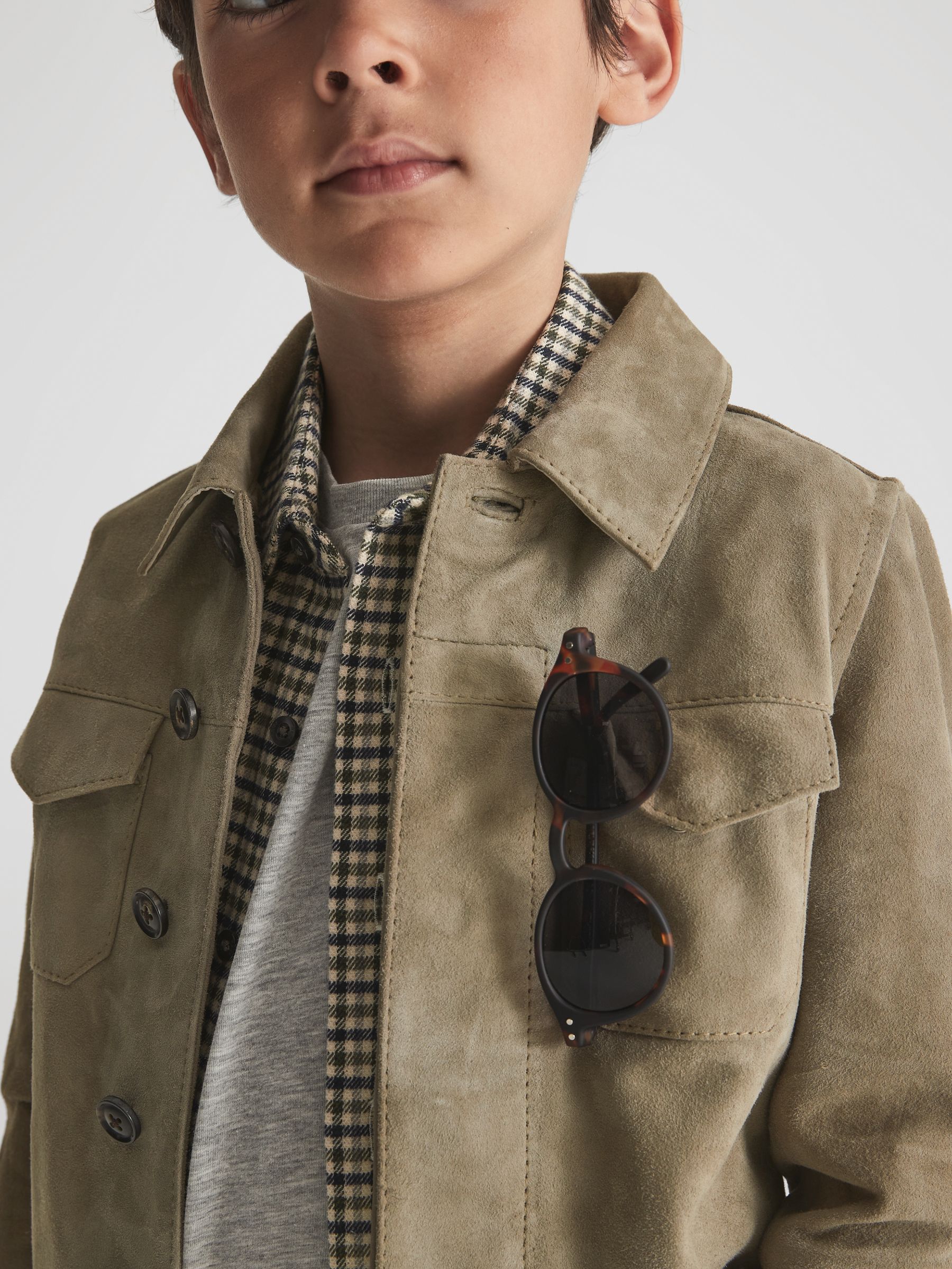 9-12 yrs Suede Overshirt in Sage - Image 8 of 9