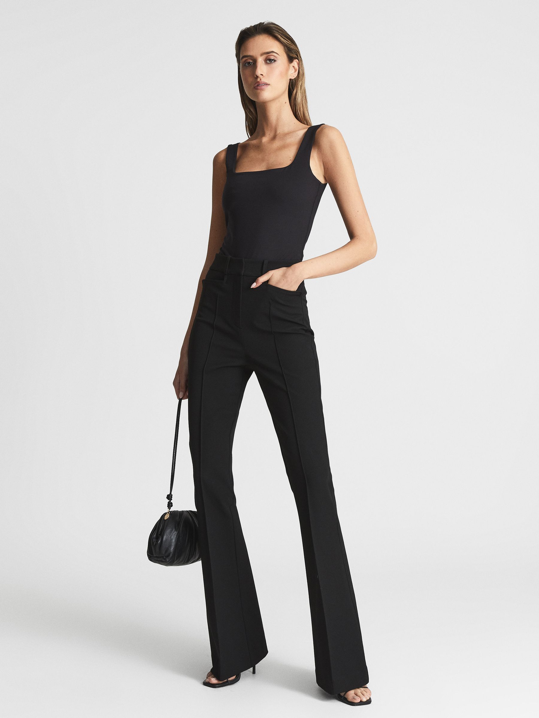 Flared High Rise Trousers in Black - Image 6 of 6