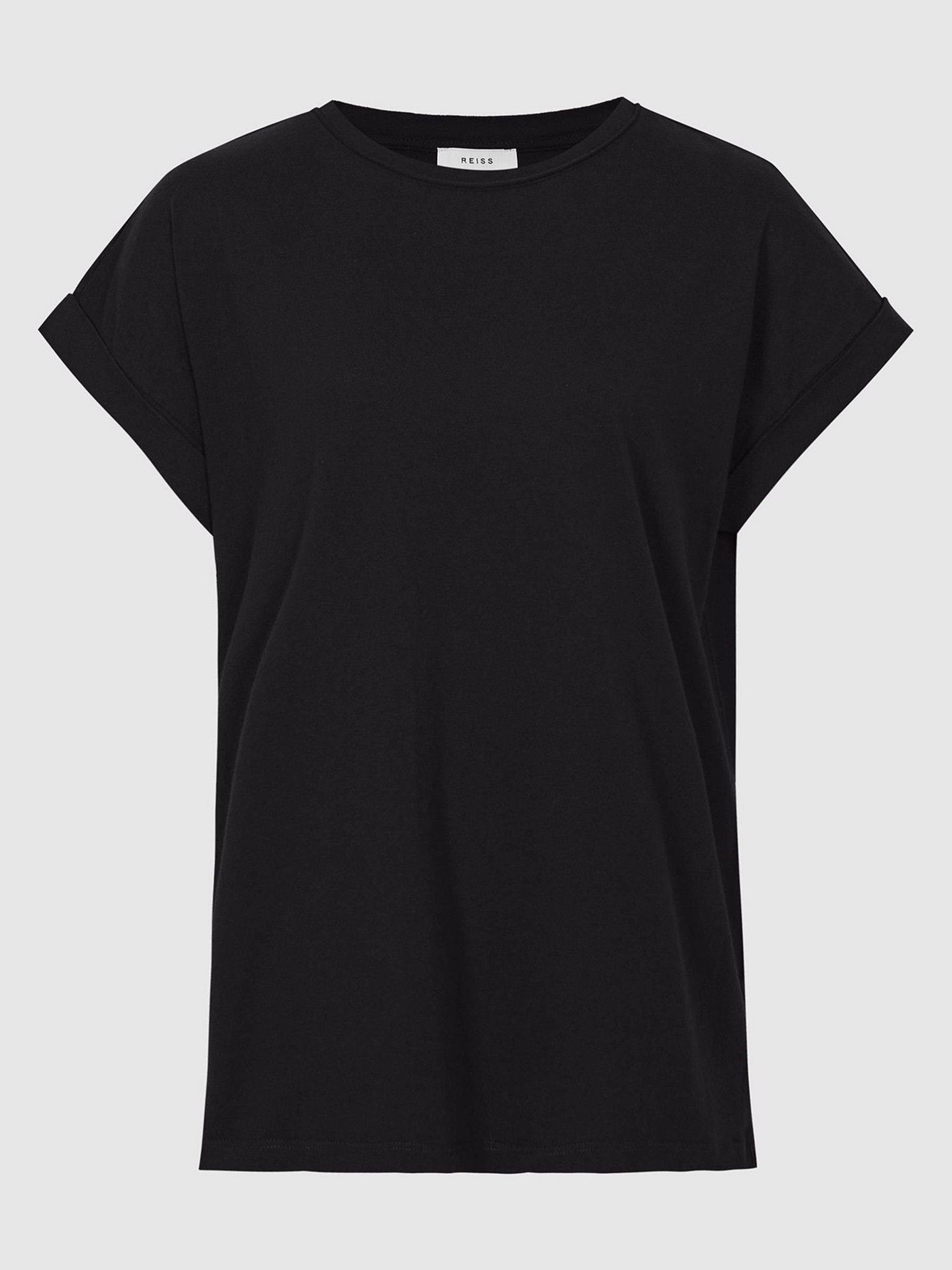 Cotton-Jersey Crew Neck T-Shirt in Black - Image 2 of 6