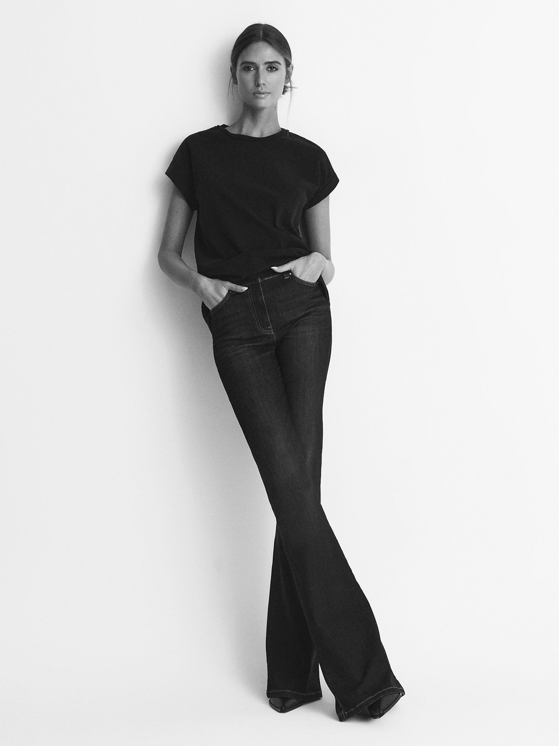 Cotton-Jersey Crew Neck T-Shirt in Black - Image 3 of 6