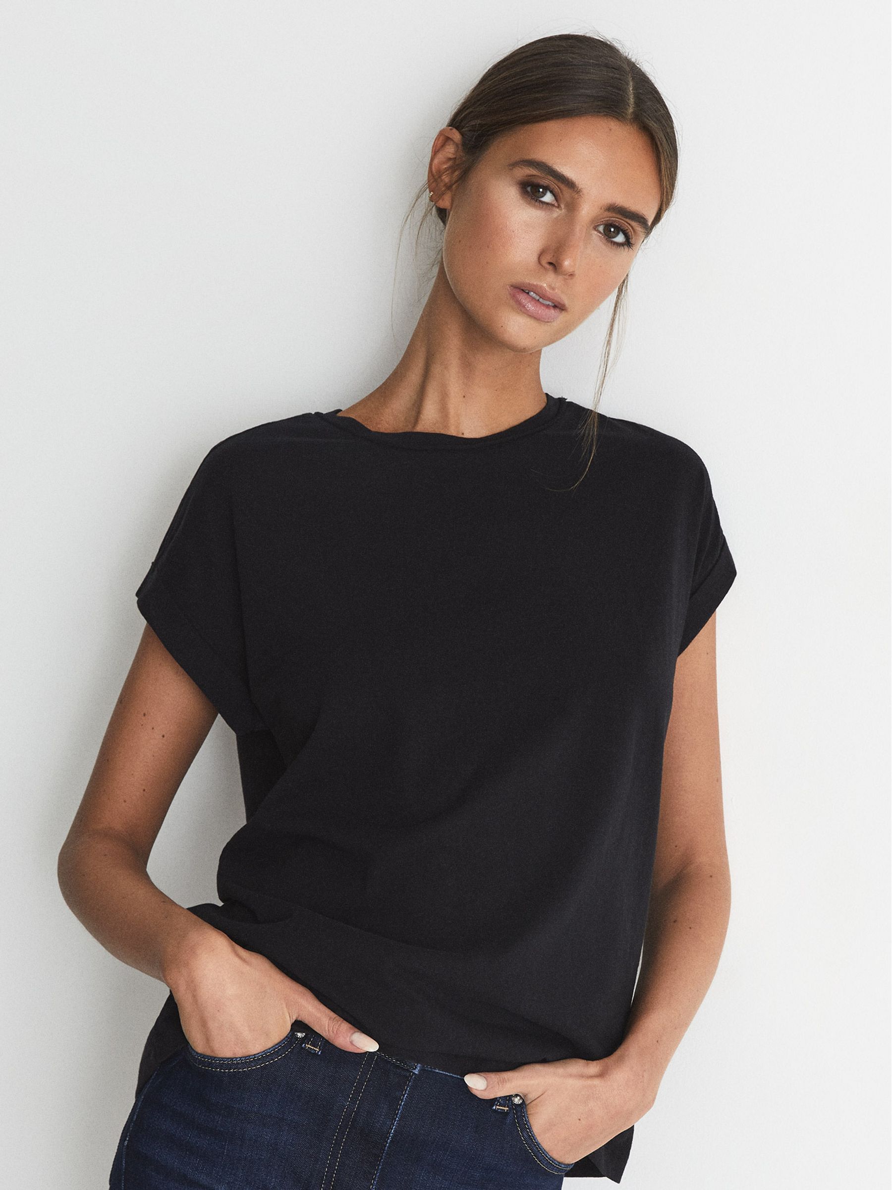 Cotton-Jersey Crew Neck T-Shirt in Black - Image 4 of 6
