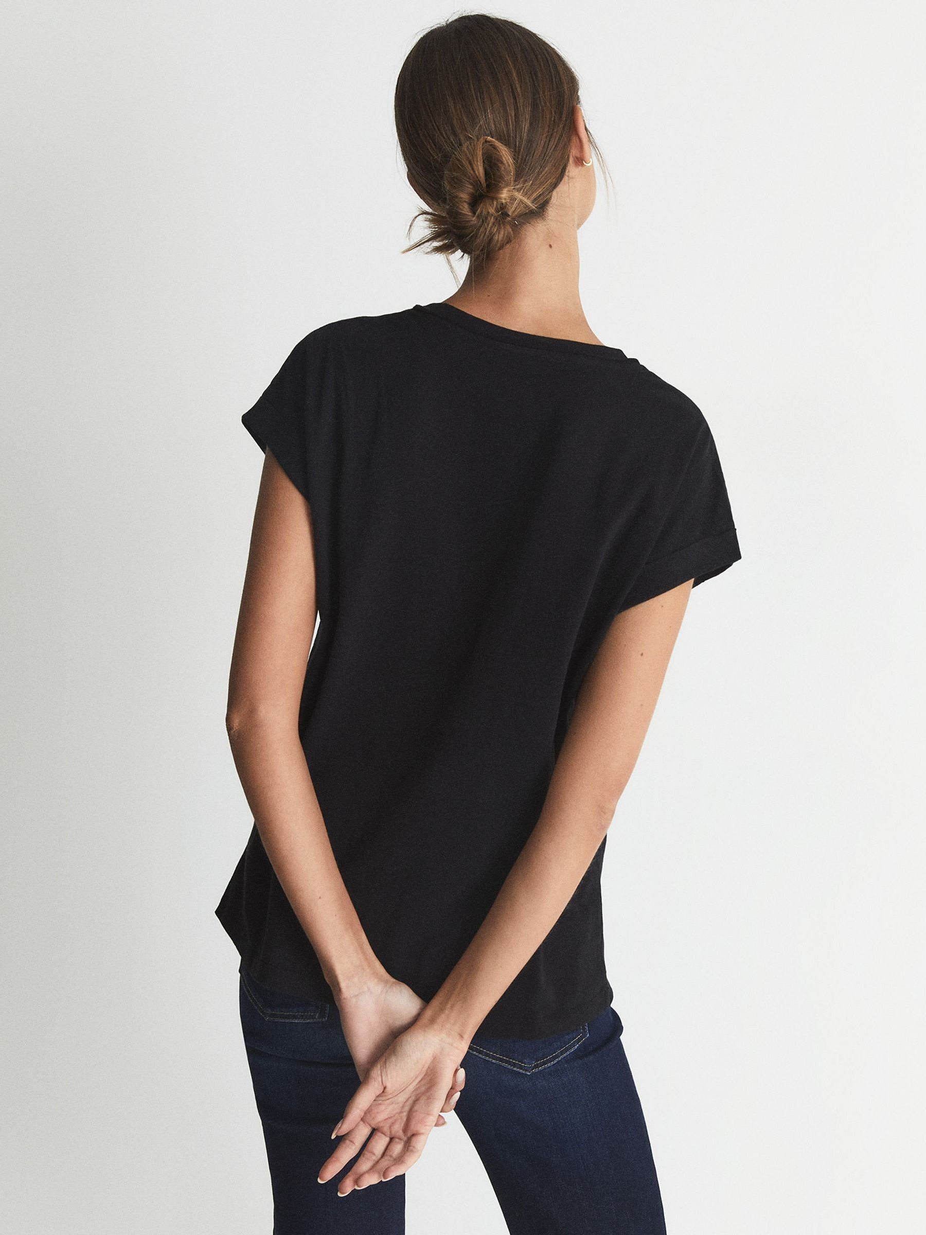 Cotton-Jersey Crew Neck T-Shirt in Black - Image 5 of 6