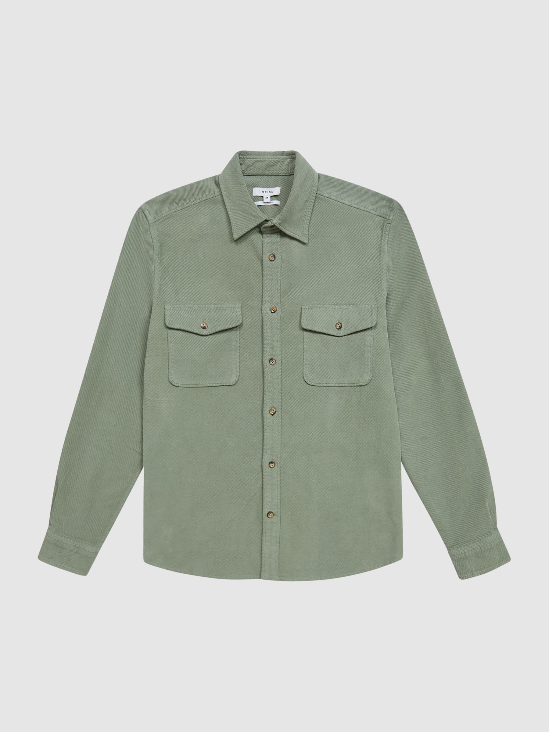 Twill Cord Twin Pocket Overshirt in Mint - Image 2 of 6 Twill Cord Twin Pocket Overshirt in Mint - Image 2 of 6