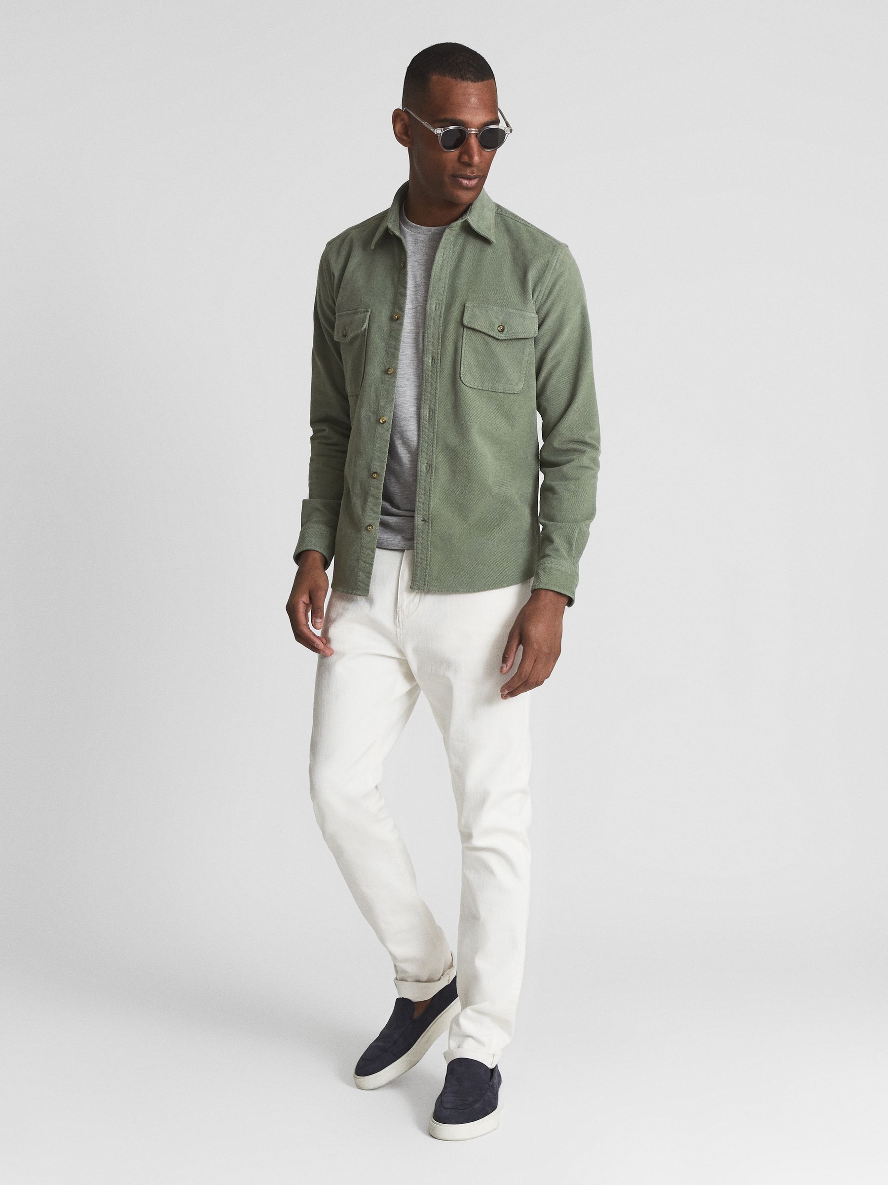 Twill Cord Twin Pocket Overshirt in Mint - Image 3 of 6