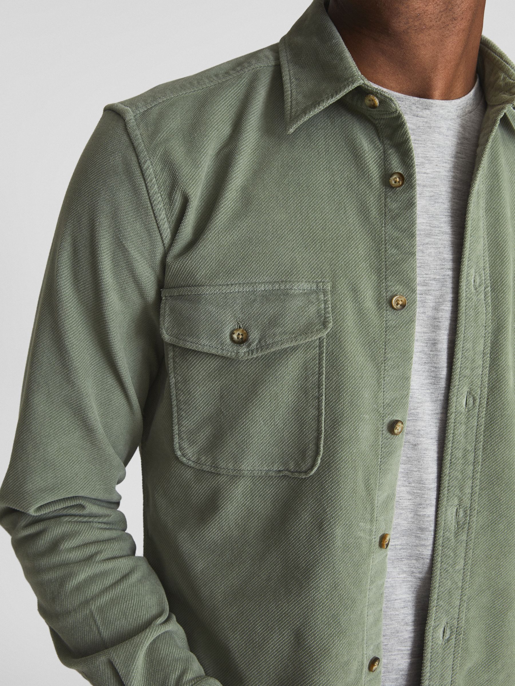 Twill Cord Twin Pocket Overshirt in Mint - Image 4 of 6