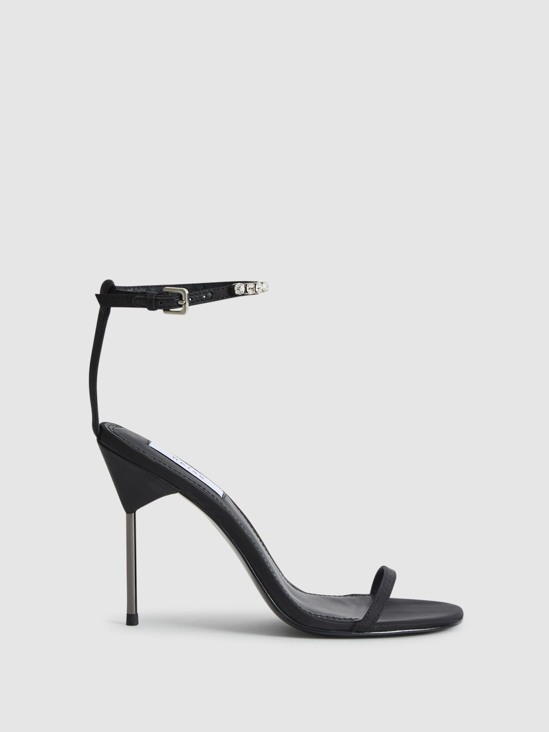 Strappy Pin Heel Sandals in Black - Image 1 of 10