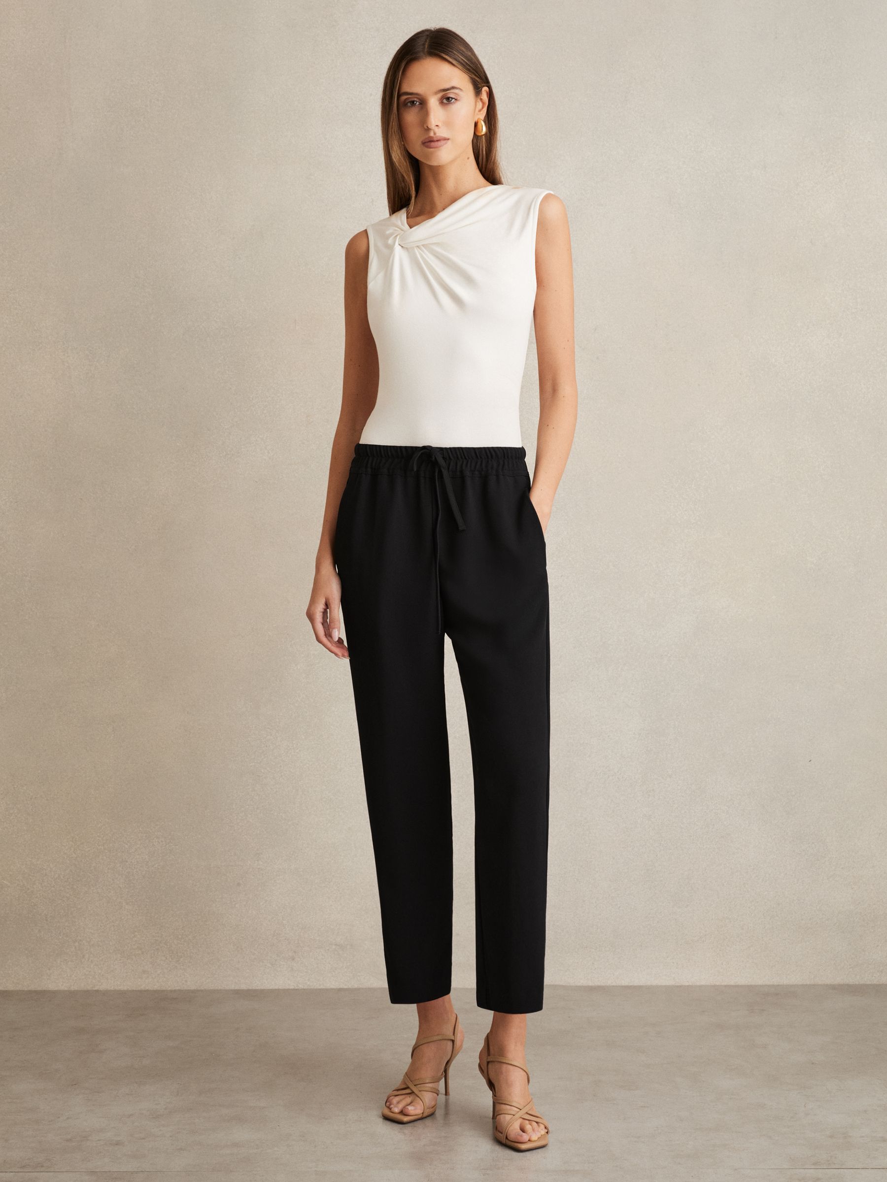 Tapered Pull On Trousers in Black - Image 5 of 5