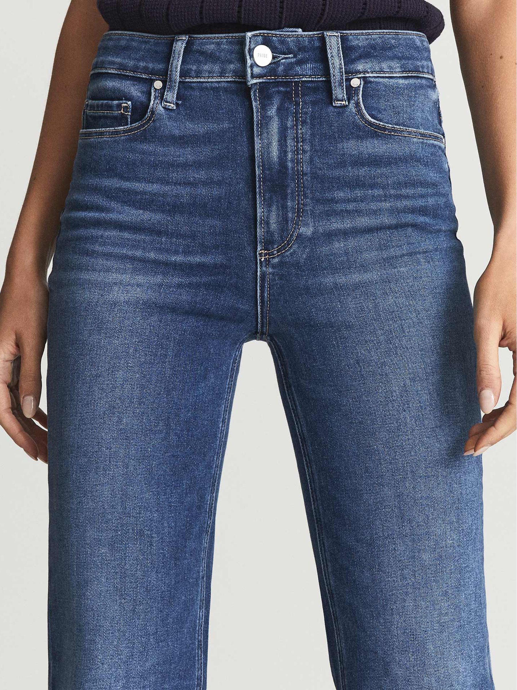 Paige High Rise Flared Jeans in Mid Blue - Image 4 of 8