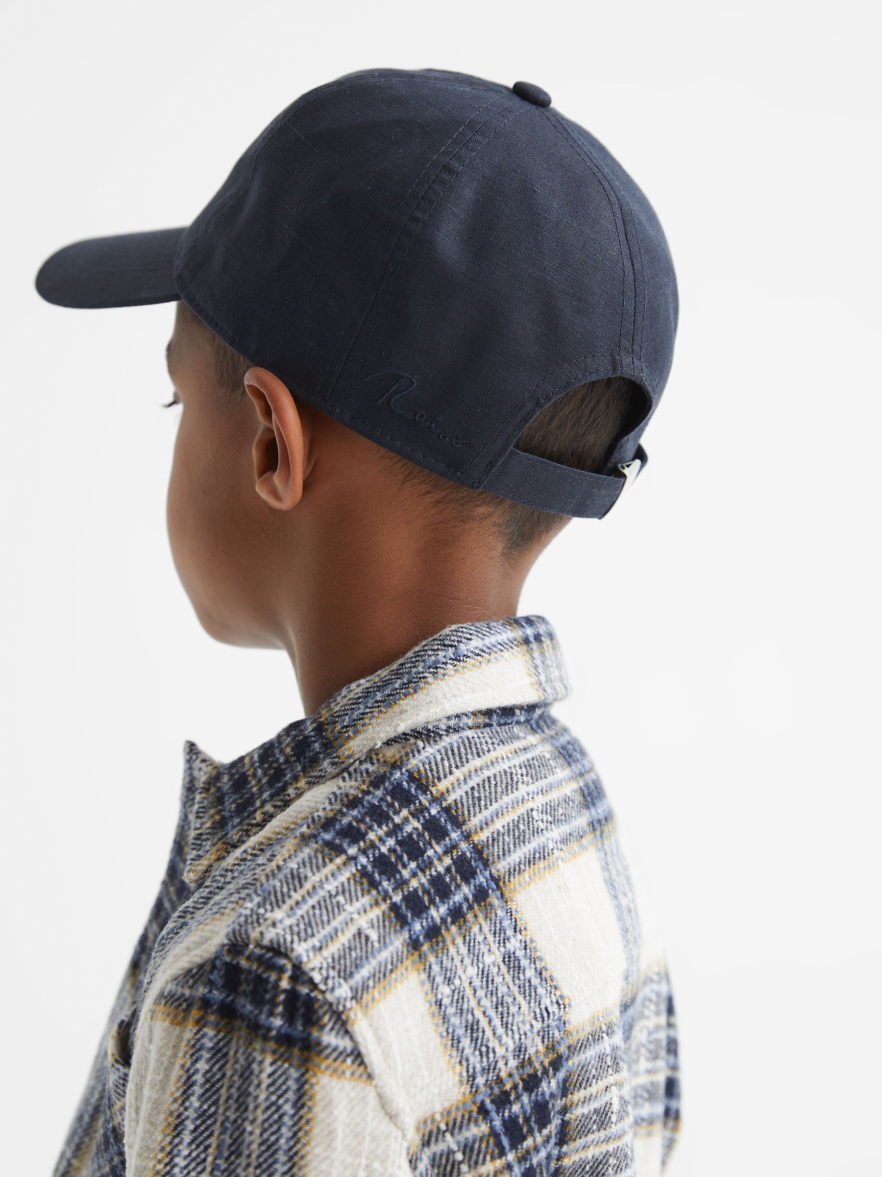 Linen Baseball Cap in Navy - Image 3 of 5
