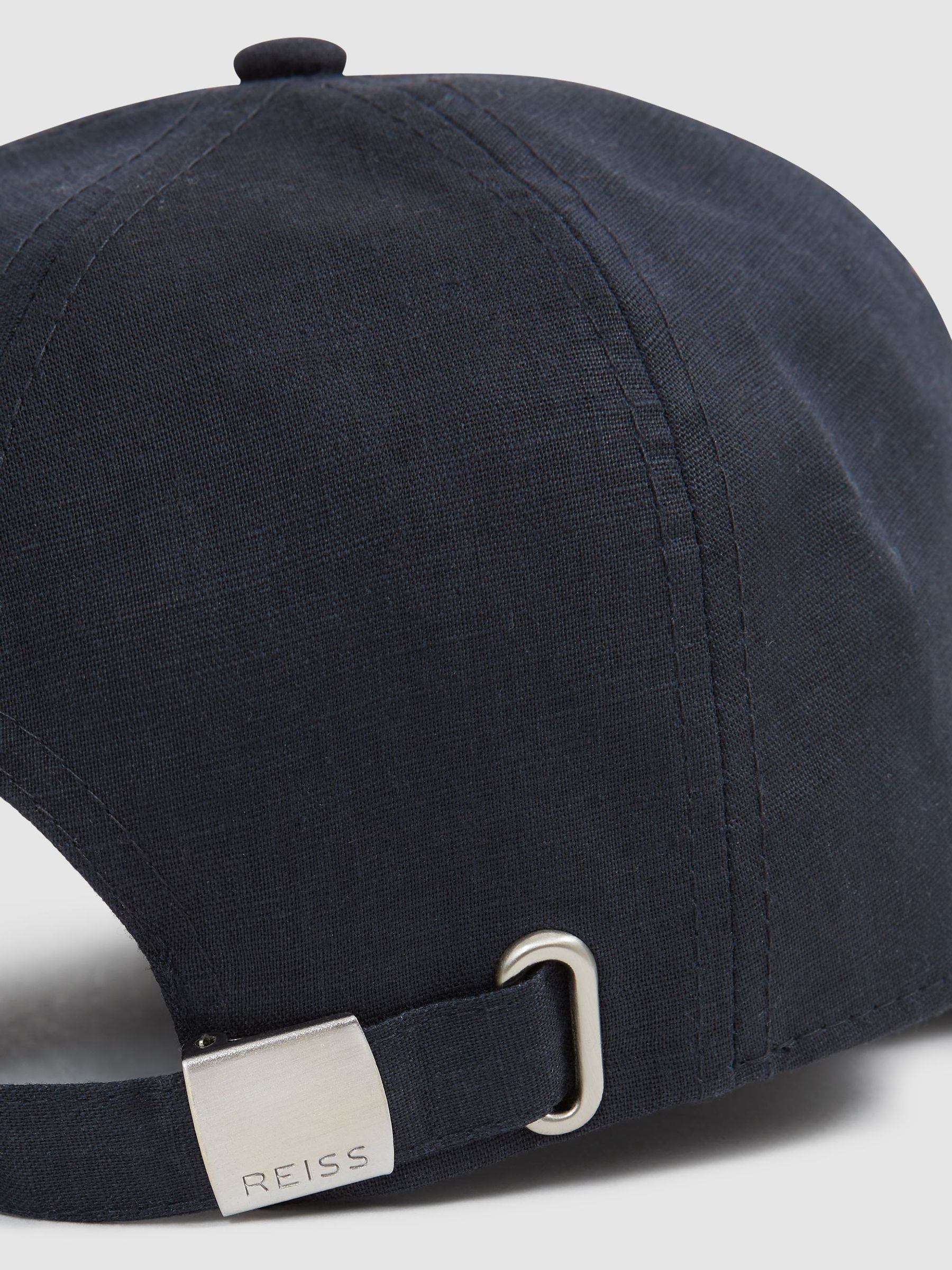 Linen Baseball Cap in Navy - Image 4 of 5