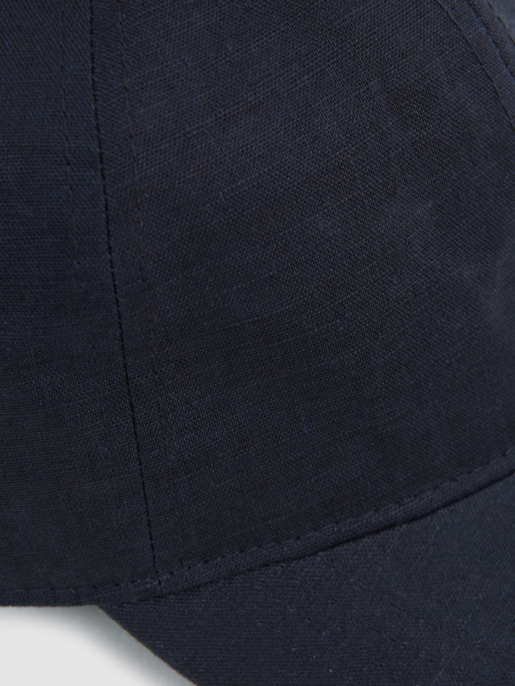 Linen Baseball Cap in Navy - Image 5 of 5