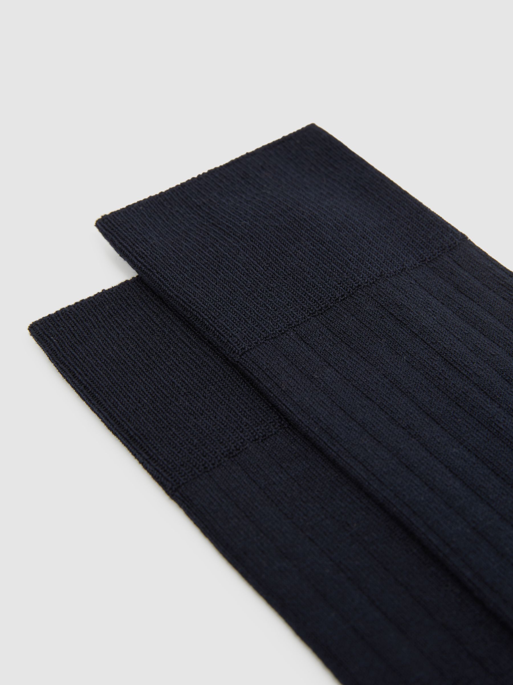 Cotton-Blend Ribbed Socks in Navy - image 2