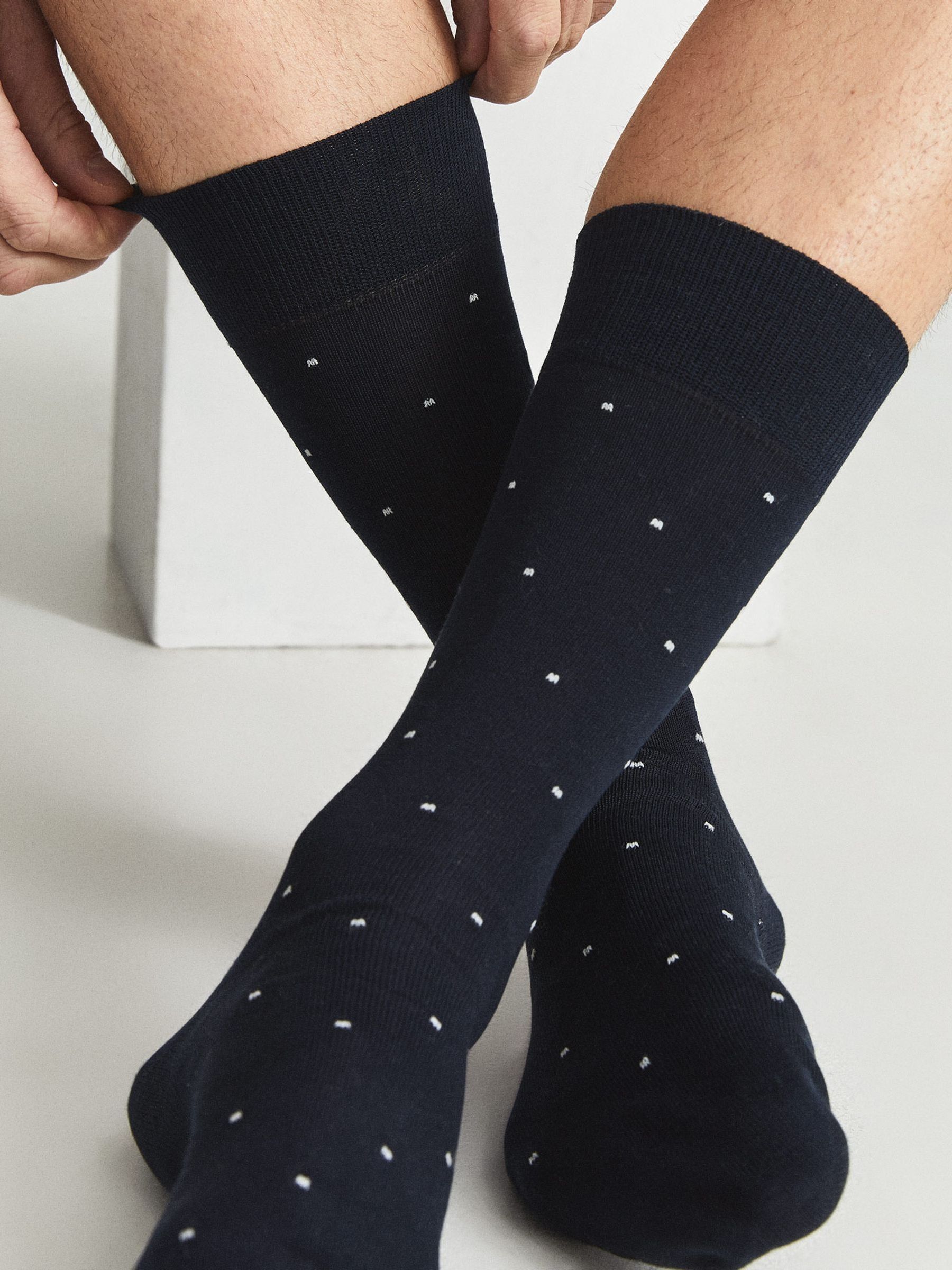 Polka Dot Socks in Navy - Image 2 of 4