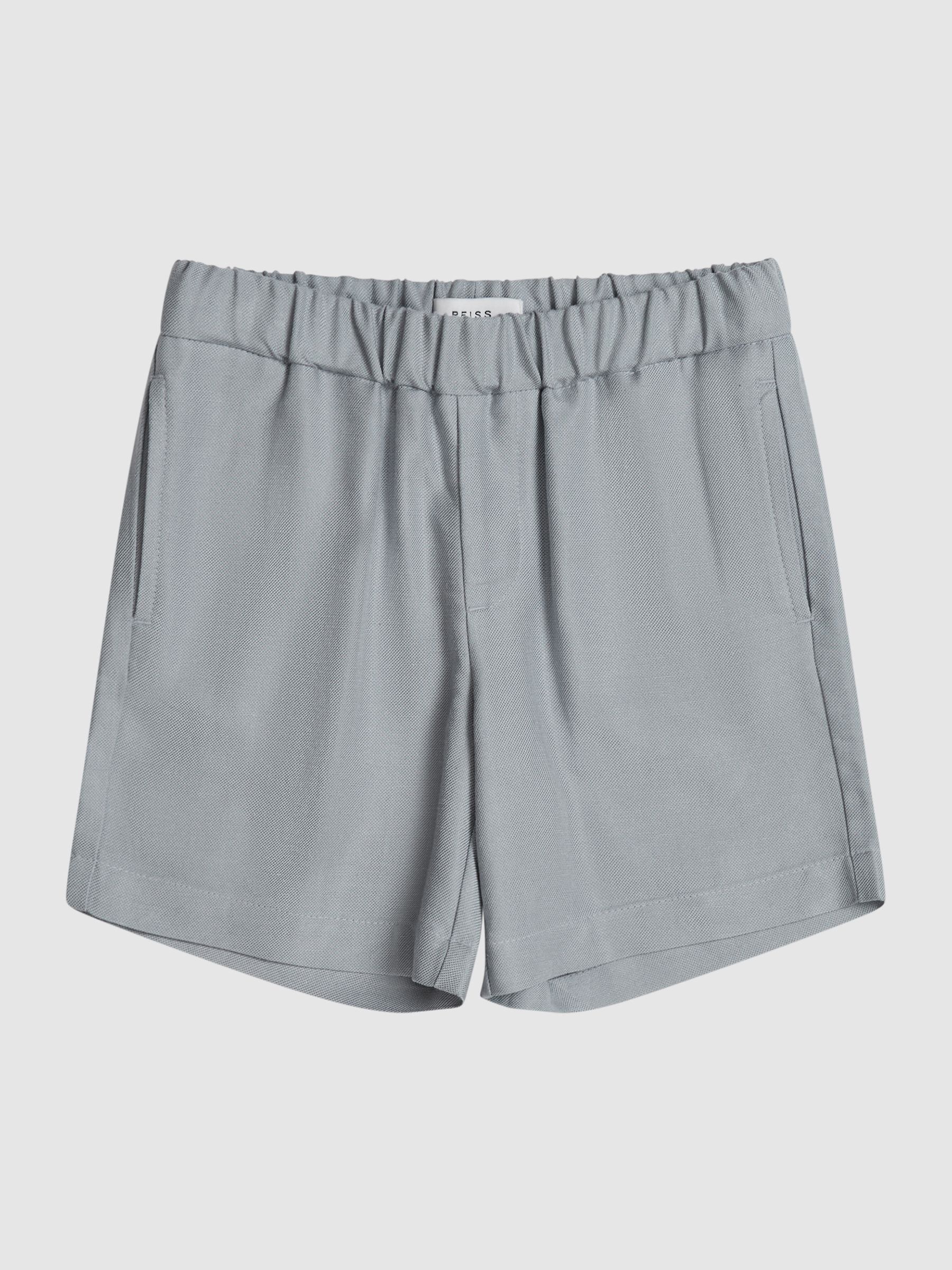 Textured Linen Blend Shorts in Blue - Image 2 of 5 Textured Linen Blend Shorts in Blue - Image 2 of 5