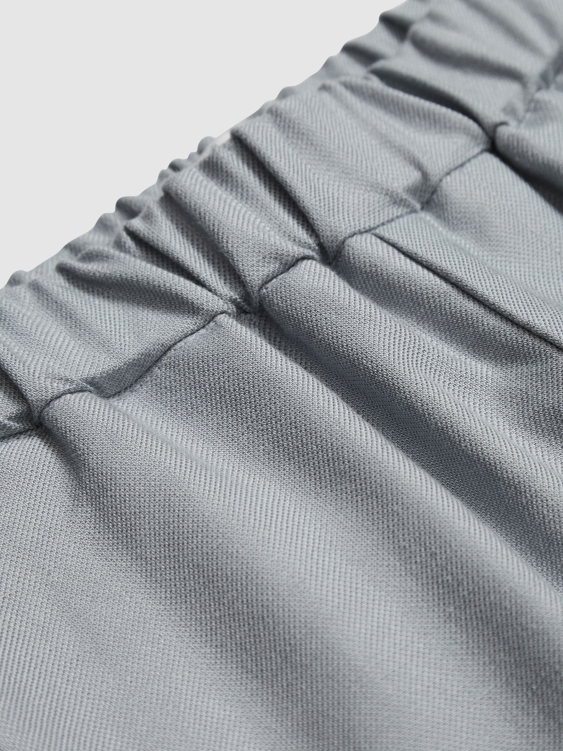 Textured Linen Blend Shorts in Blue - Image 5 of 5