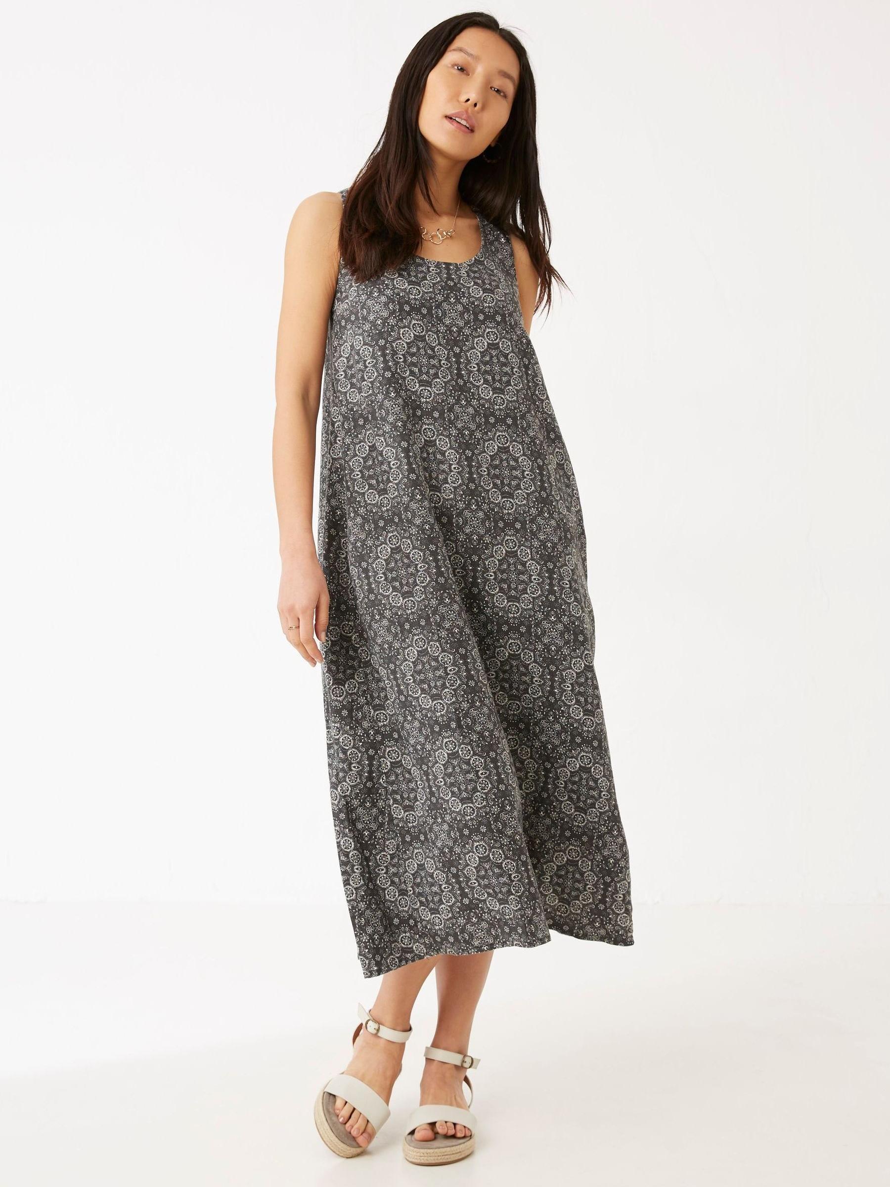 Black Lola Linear Batik Print Dress | FatFace Black Lola Linear Batik Print Dress | FatFace