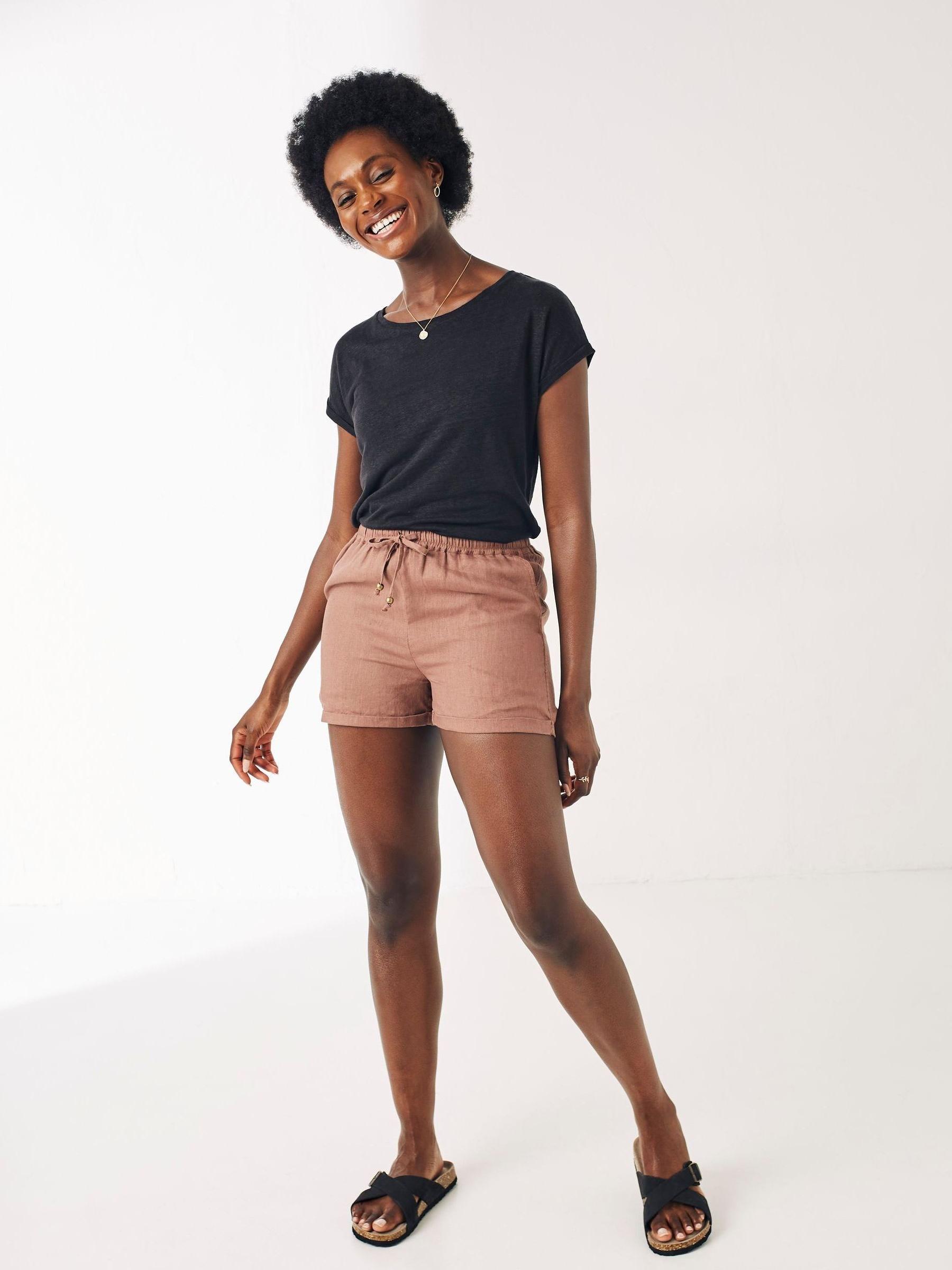 Brown Linen Flippy Shorts - Image 1 of 5