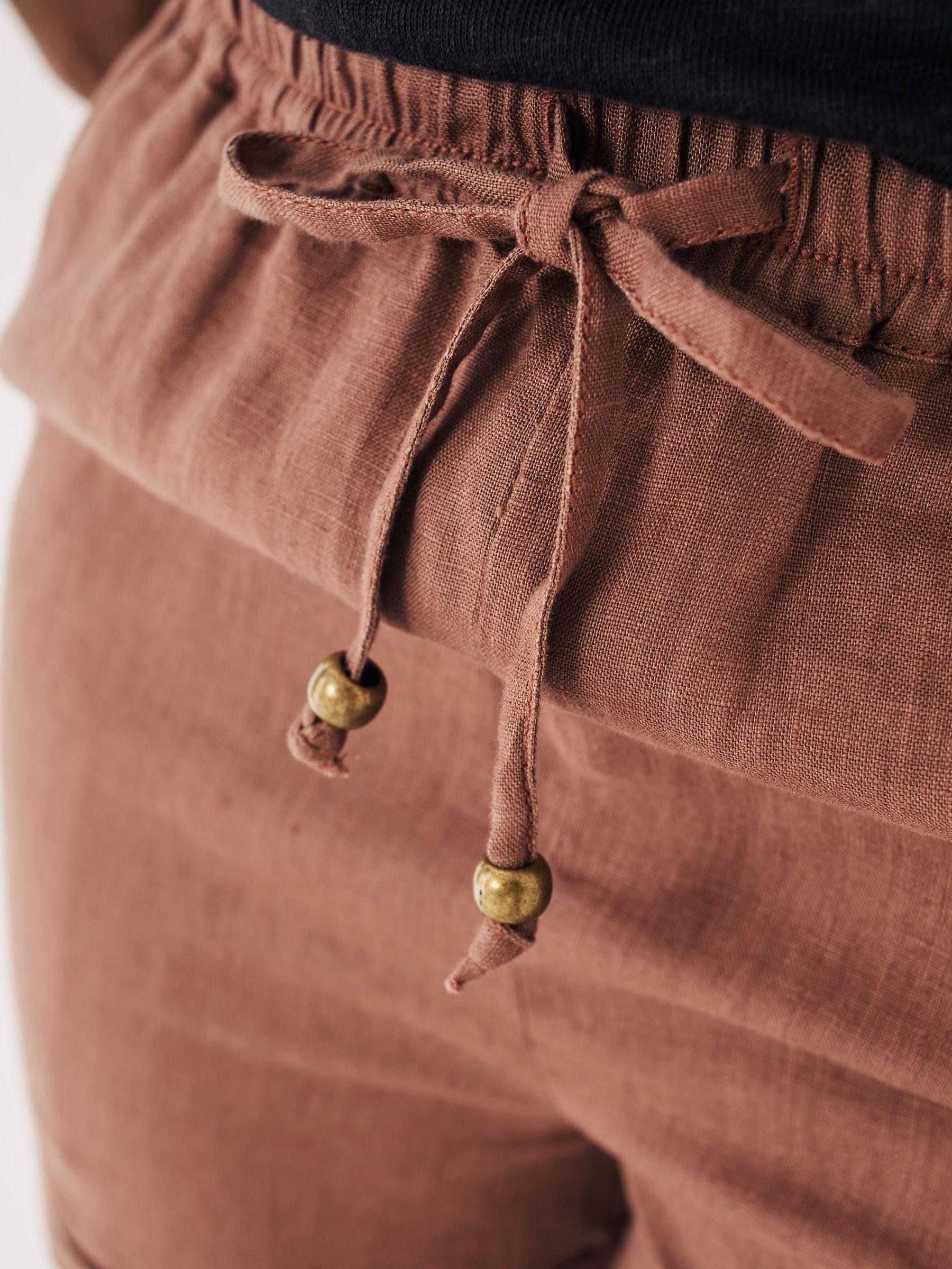Brown Linen Flippy Shorts - Image 3 of 5