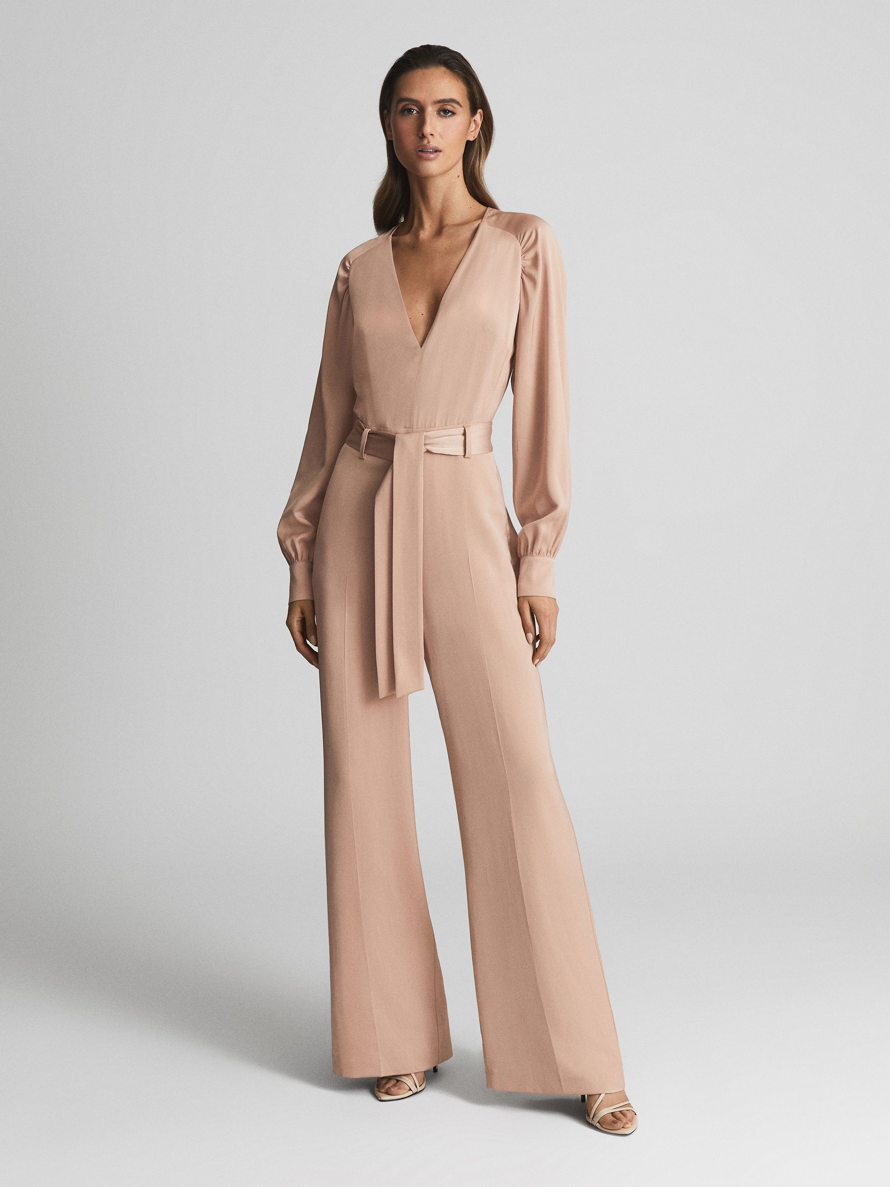 Long Sleeve Wide Leg Jumpsuit in Pink - Image 3 of 6