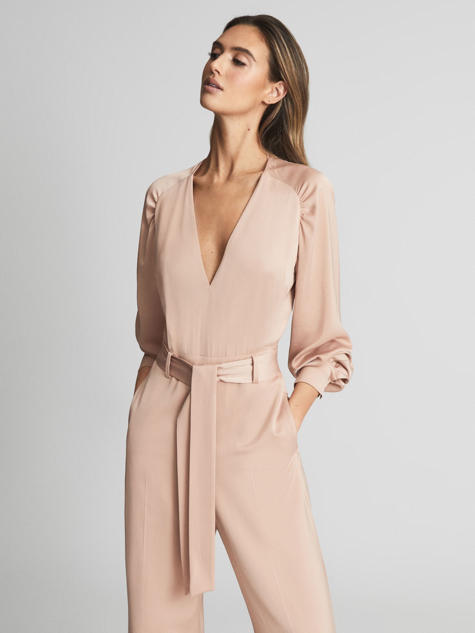 Long Sleeve Wide Leg Jumpsuit in Pink - Image 4 of 6