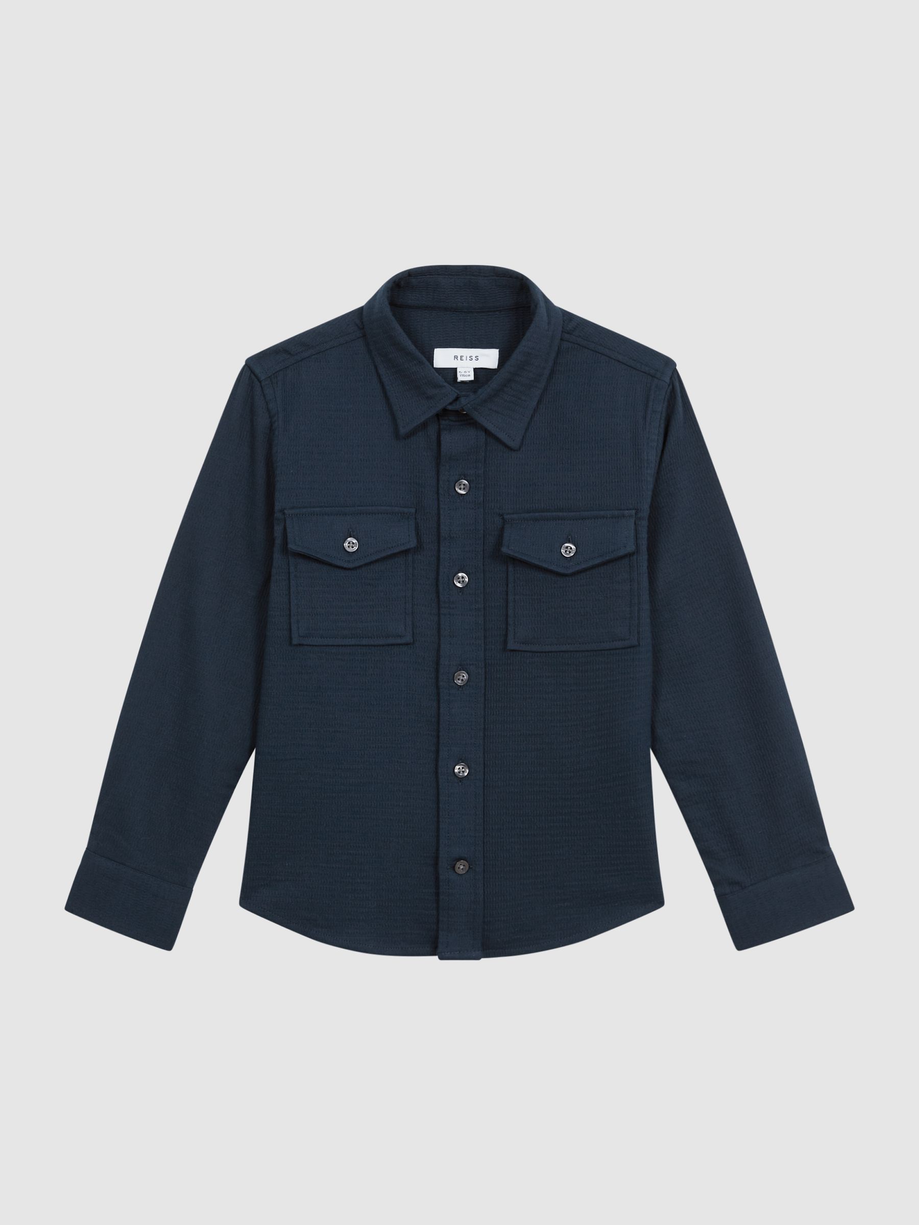 Junior Jersey Textured Overshirt in Navy - Image 2 of 8