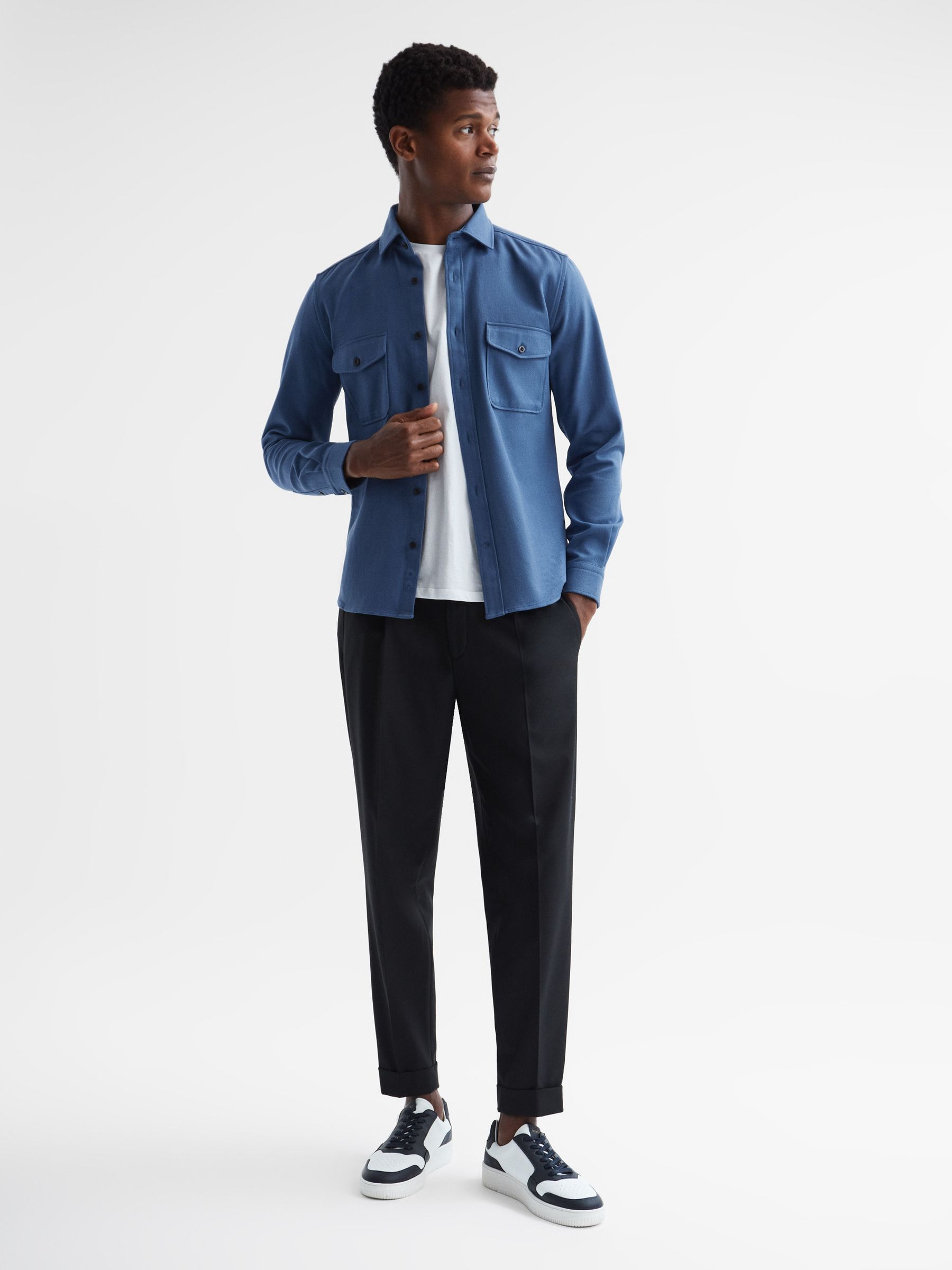 Cotton Canvas Overshirt in Airforce Blue - Image 3 of 5