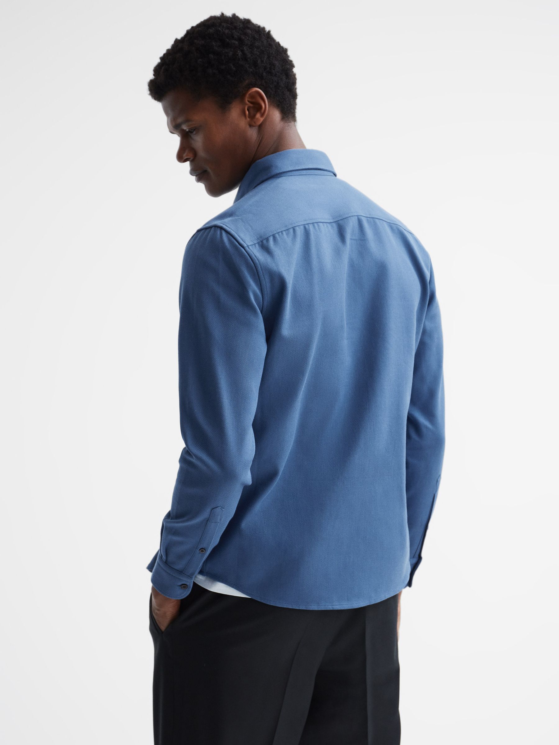 Cotton Canvas Overshirt in Airforce Blue - Image 5 of 5